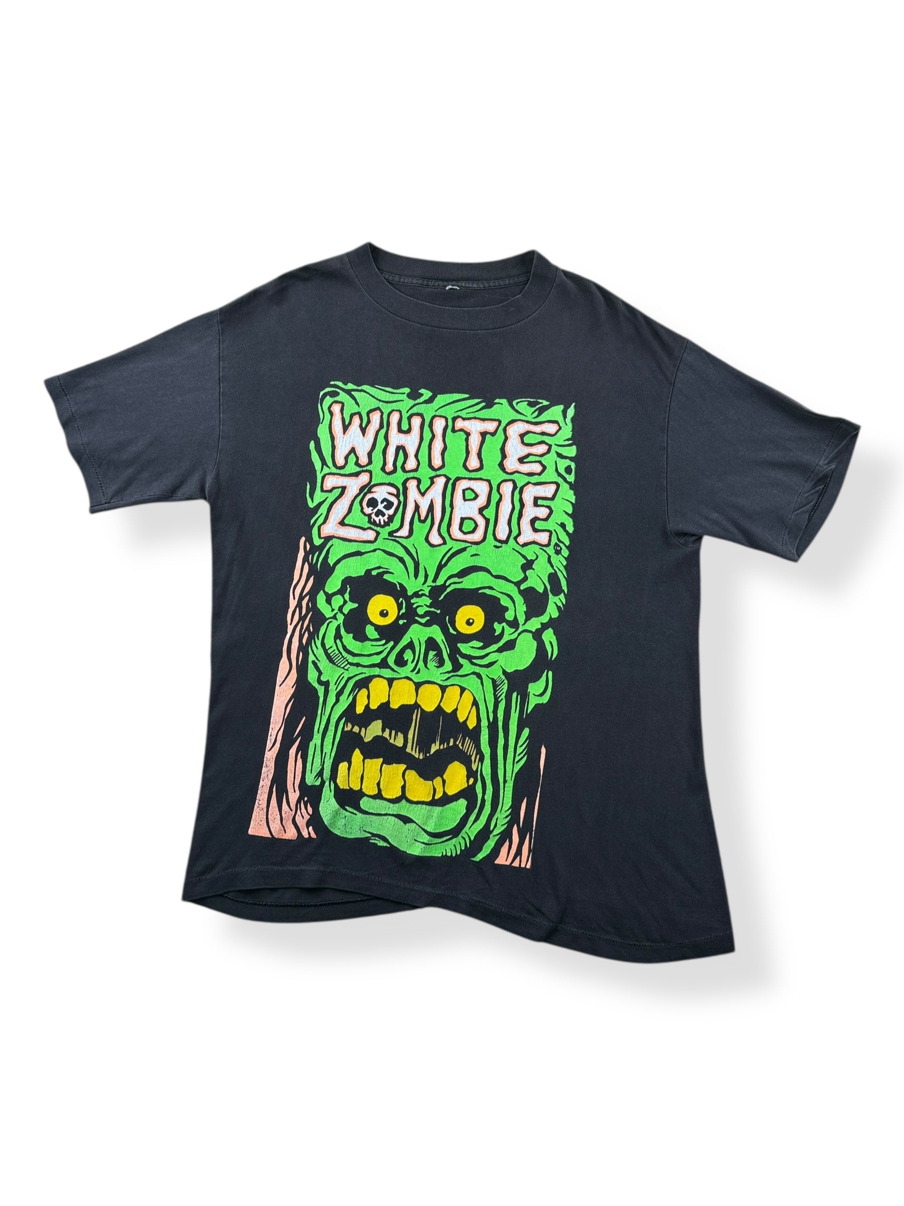 Front of Vintage White Zombie Monster Yell La Sexorcisto 1992 Tour Tee SZ L