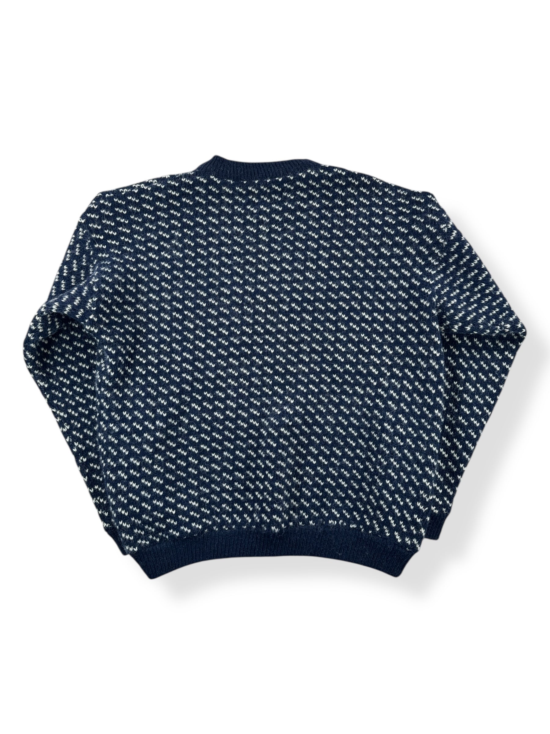 トップス 1970s LL BEAN BIRDS EYE SWEATER Vintage Men's L.L. Bean Norwegian Birdseye Sweater Blue & White SZ
