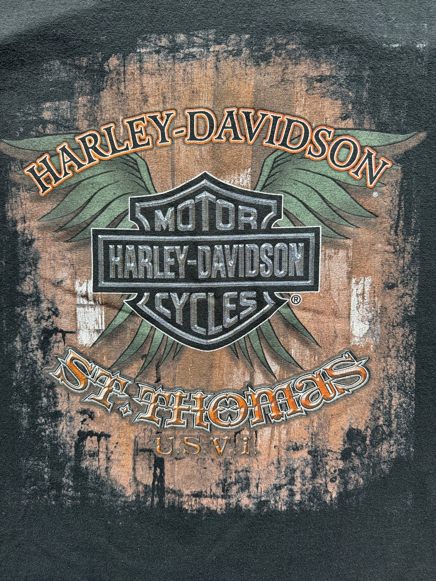 Front Graphic of St. Thomas Harley Davidson Tee SZ L