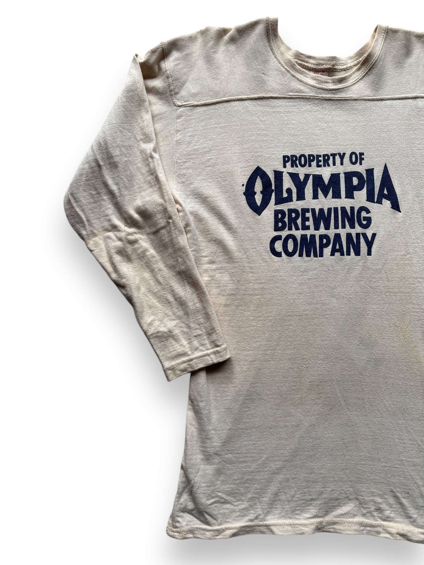 front right of Vintage Olympia Brewing Company Football Jersey SZ M