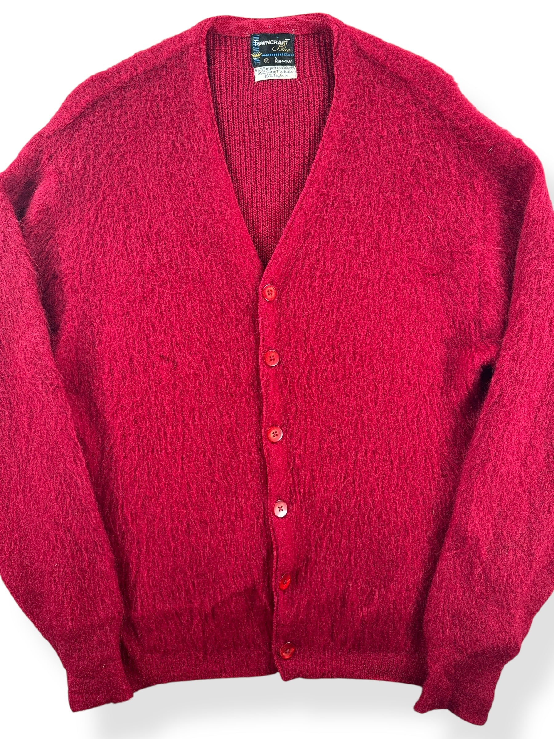 Front Close Up of Vintage Towncraft Mohair Cardigan SZ M