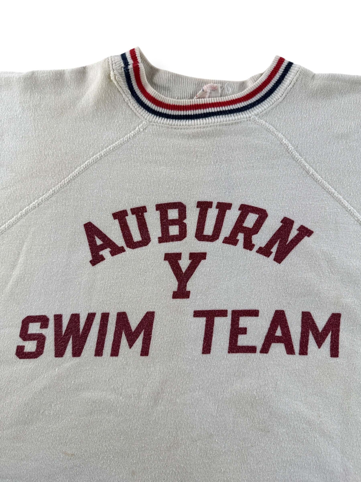Graphic of Vintage Champion Running Man Auburn Y Swim Team Short Sleeve Crewneck SZ M - AS IS