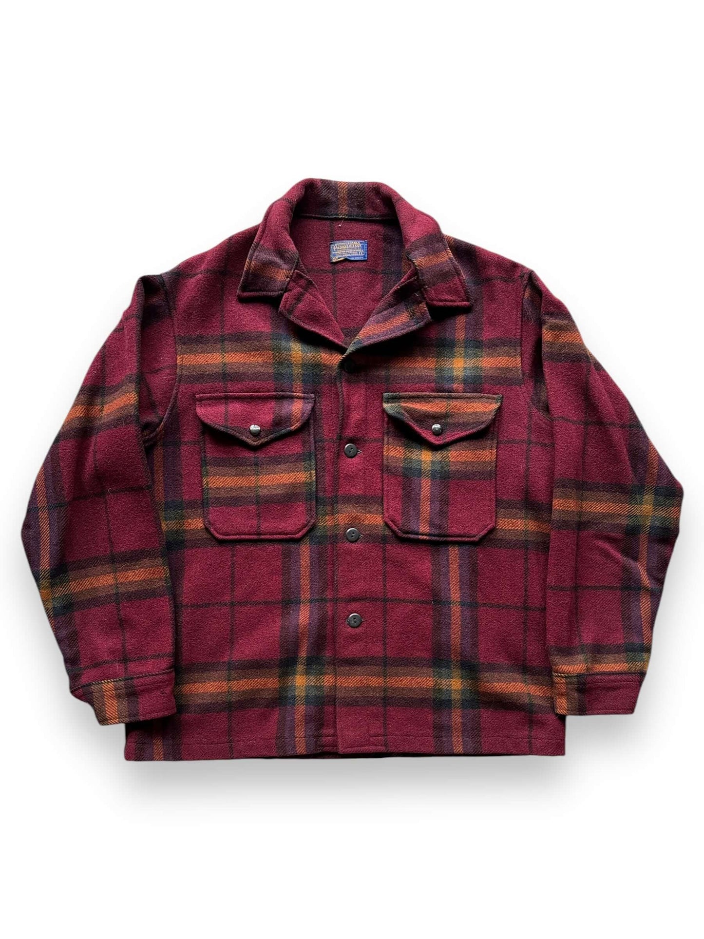 front of Vintage Pendleton Wool Red/Yellow Plaid Jacket SZ L