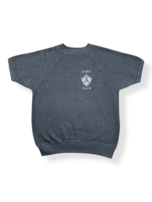 Front of Vintage Black Adelphi U of W Short Sleeve Crewneck SZ S