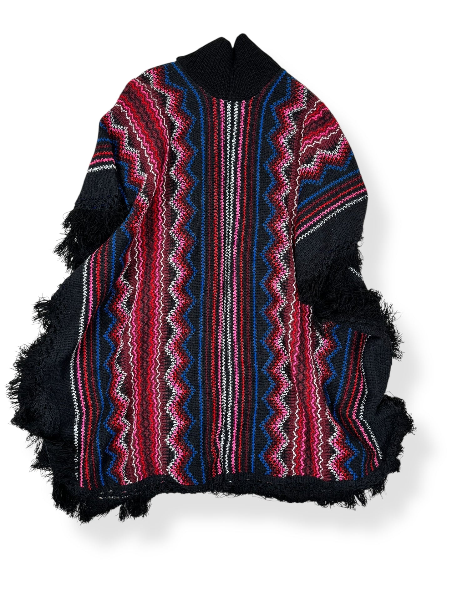 Back view of 1970s Colorful Acrylic Poncho L