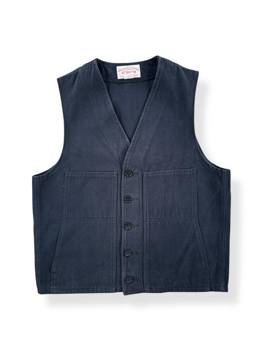 Front of Vintage Dark Blue Filson Moleskin Vest SZ 40