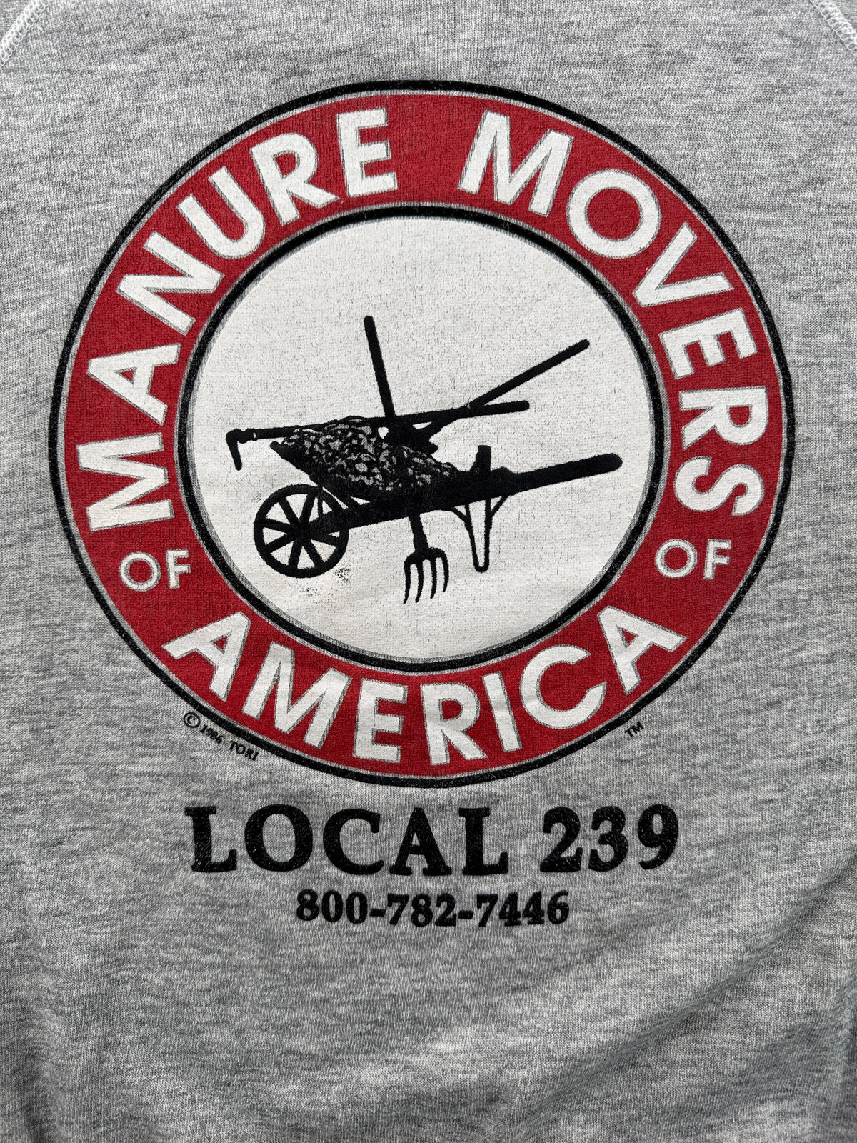Front graphic on Vintage Manure Movers Crewneck SZ XL (Fits L)