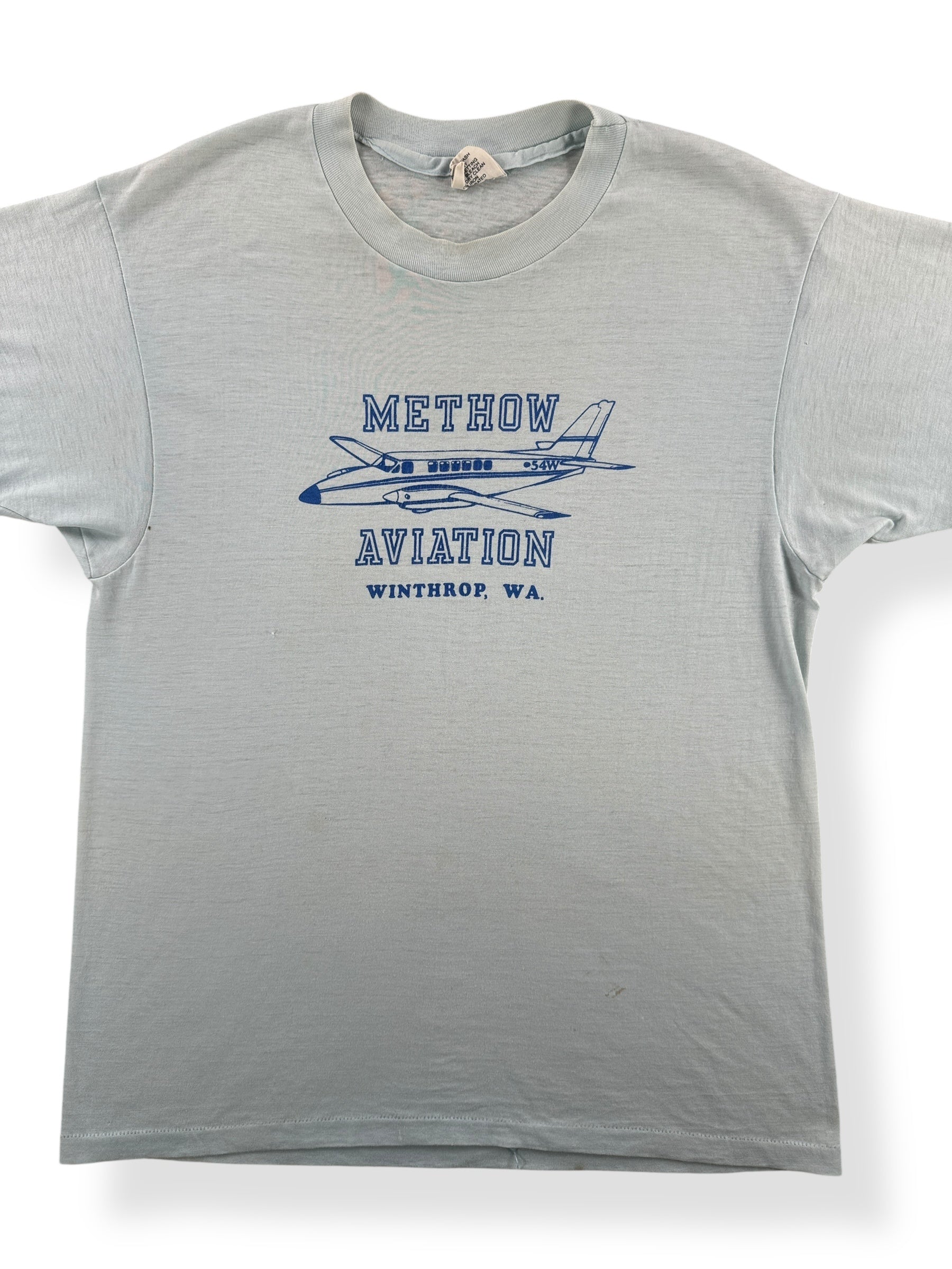 Front Close Up of Vintage Methow Aviation Tee SZ M