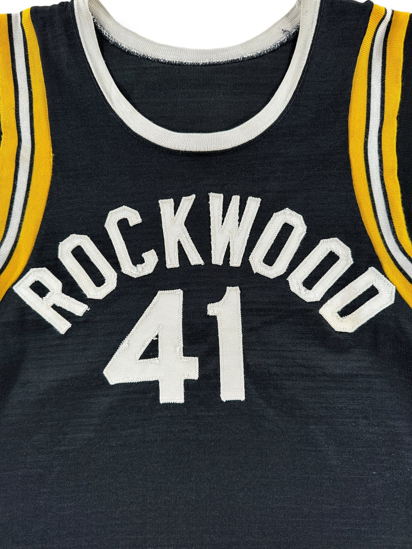 Front Graphic of Vintage Rockwood 41 Durene Jersey SZ S