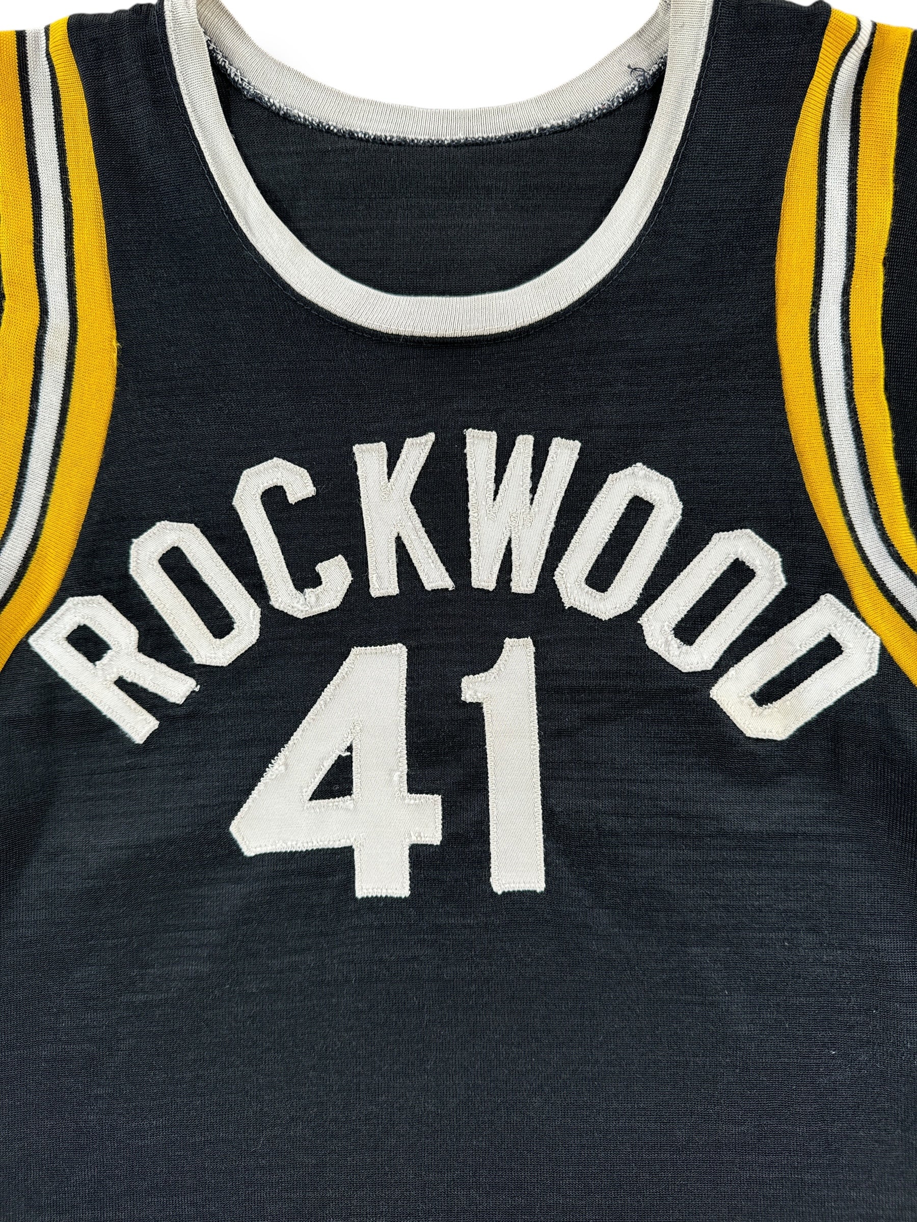 Front Graphic of Vintage Rockwood 41 Durene Jersey SZ S