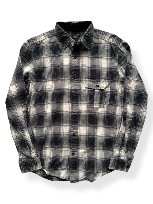 Front of Filson Grey Black Lightweight Flannel SZ S