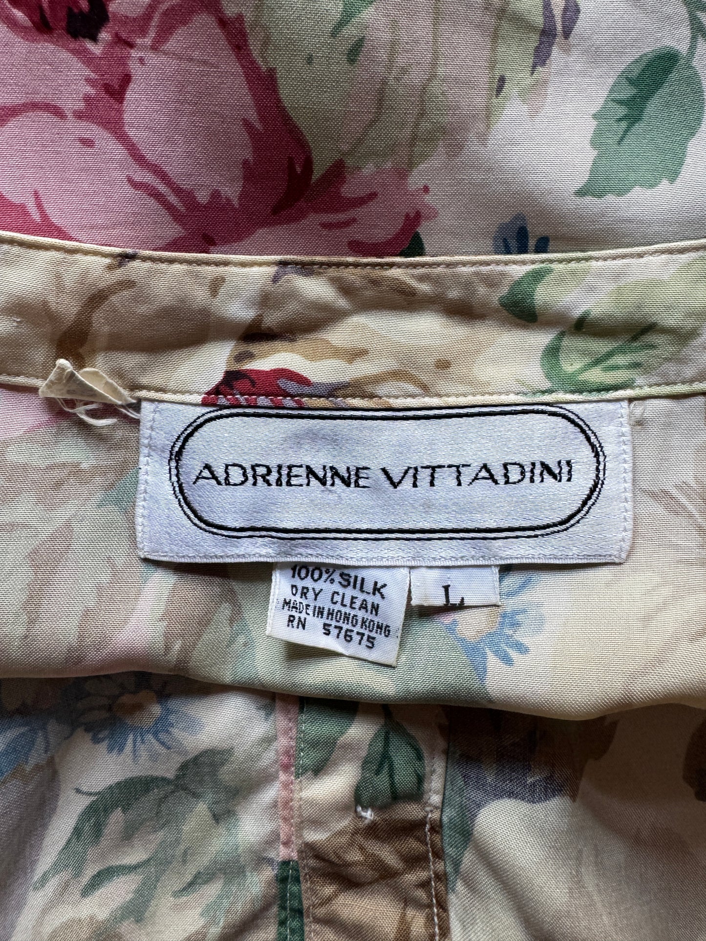 Tag on Vintage 90s Rayon Floral Dress M-L