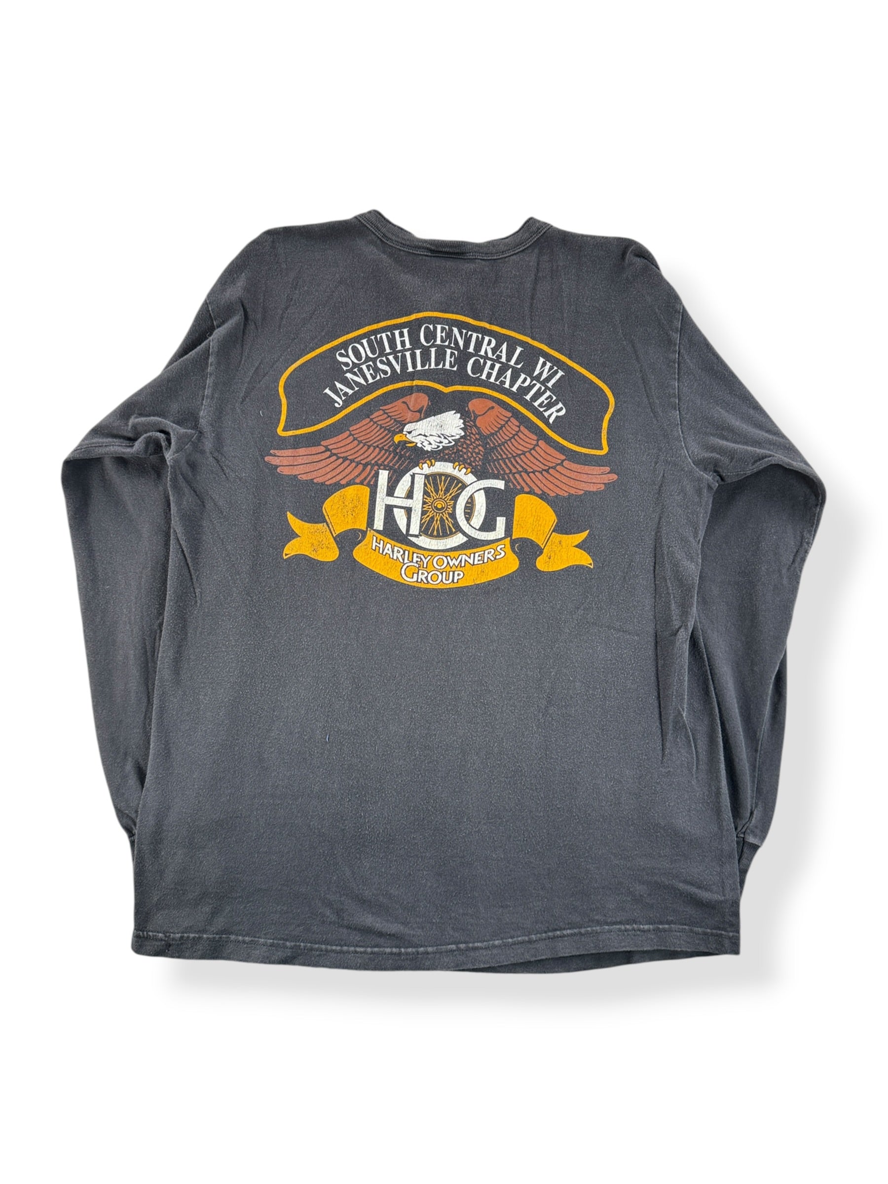 Back of Vintage Harley Davidson South Central WI Henley SZ L