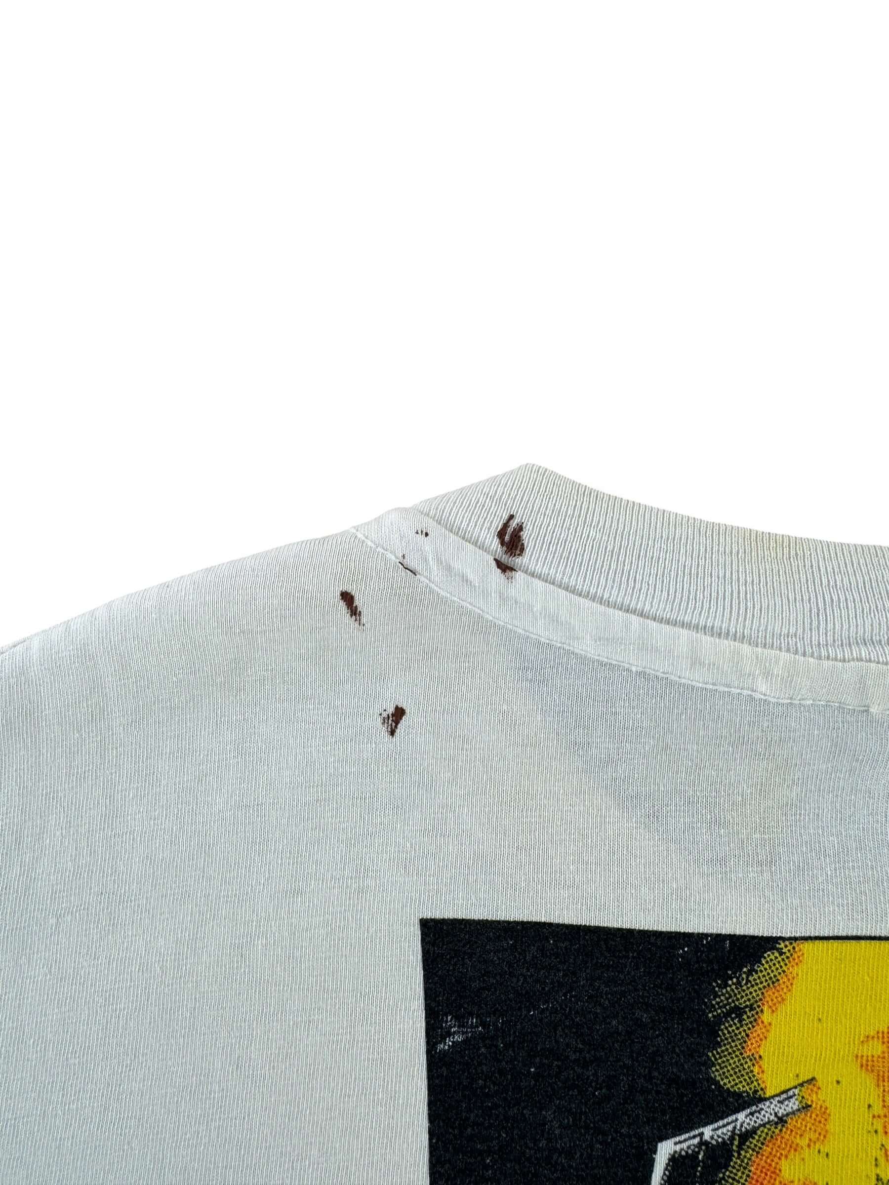 Staining on Vintage Comcast I Survived The '91 Meridian Fire Tee SZ L