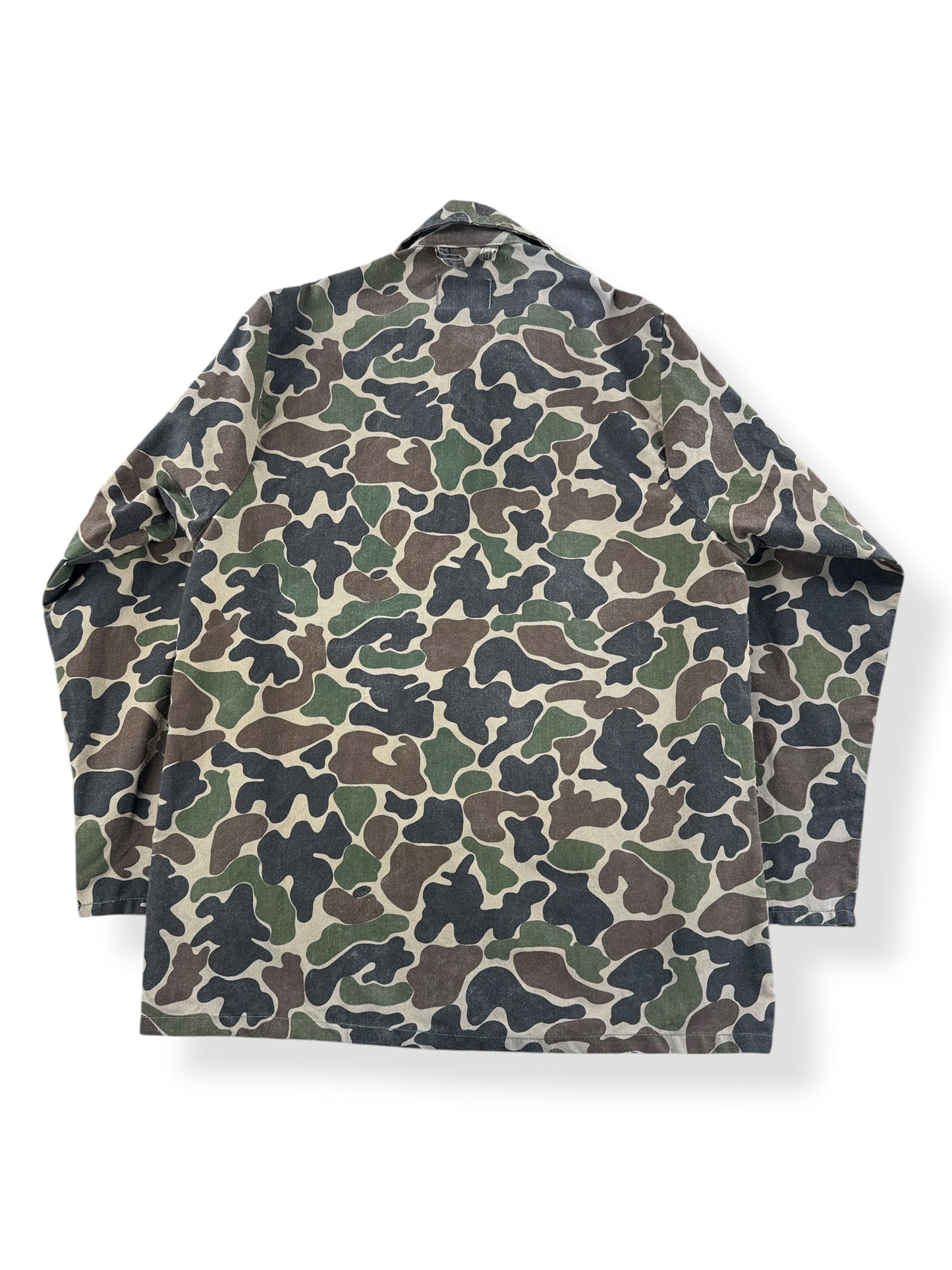 Back of Vintage 80s Saftbak Camo Shirt SZ M
