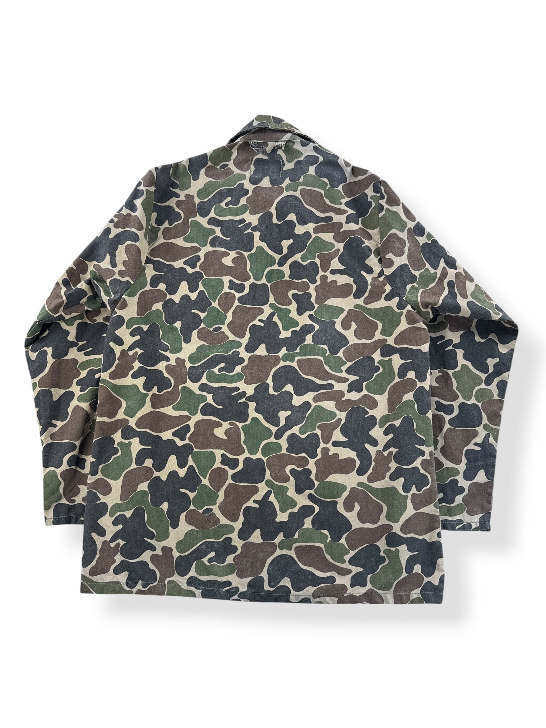 Back of Vintage 80s Saftbak Camo Shirt SZ M