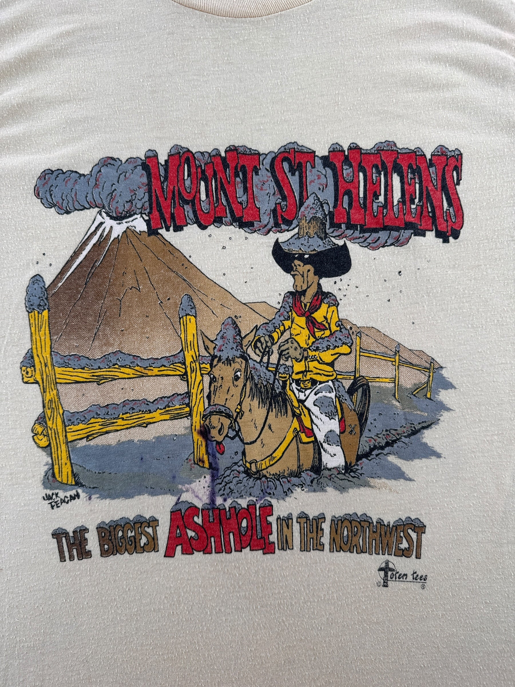 Front Graphic of Vintage 1980s Mount St Helens Shirt SZ XS