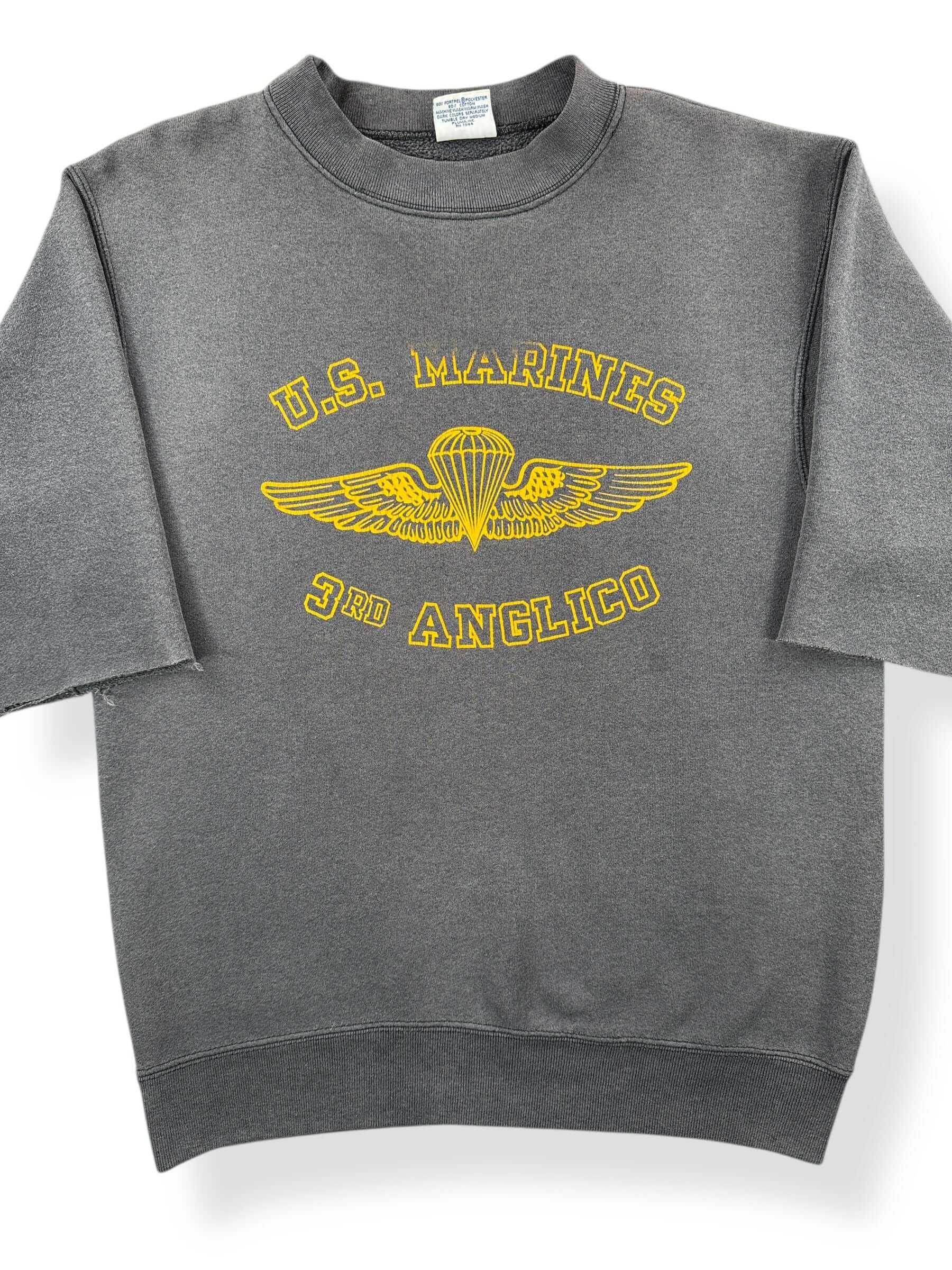 Front Close Up of Vintage Marines Chopper Crewneck SZ L (Fits M)