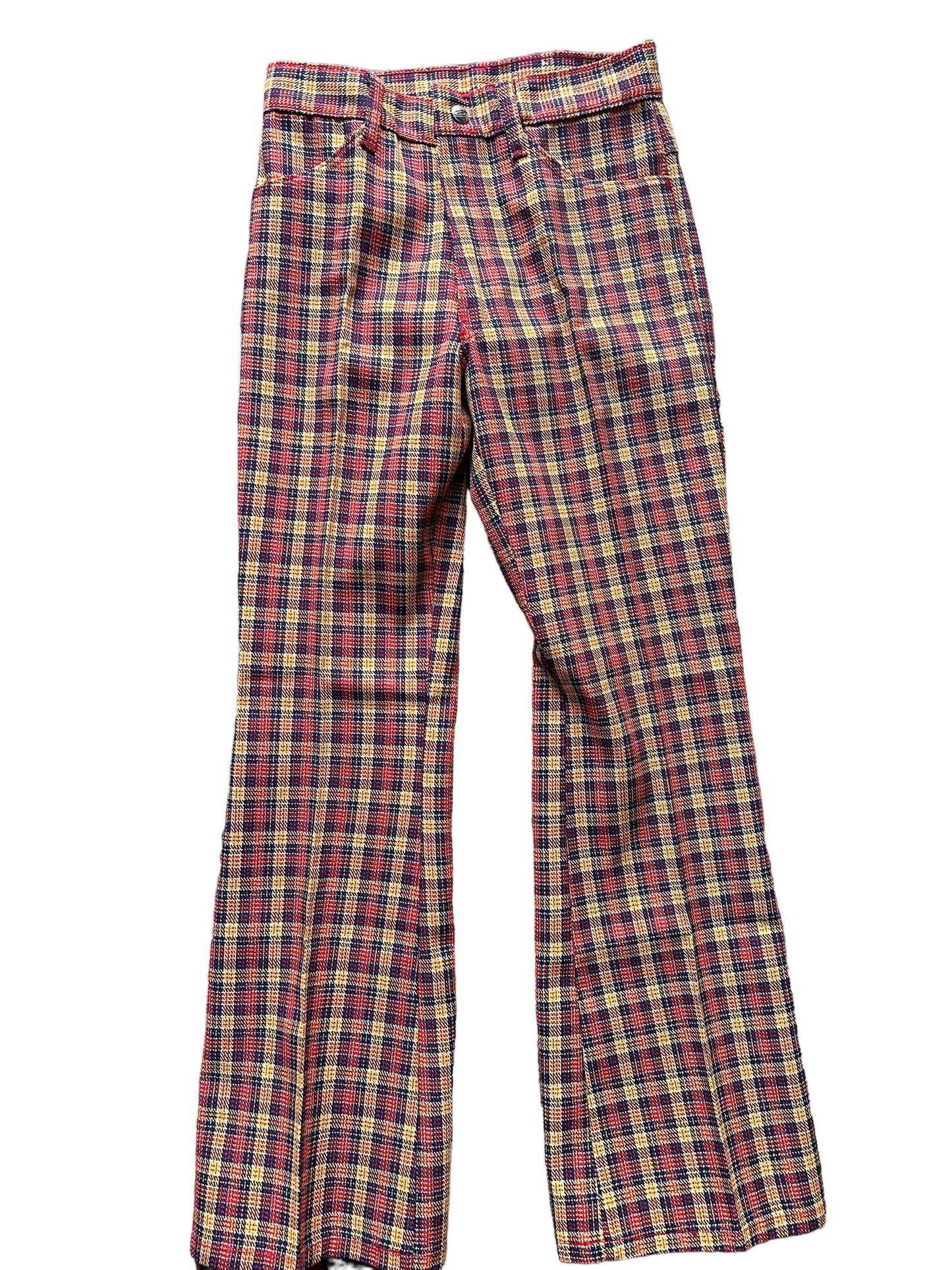 Full front viewof Vintage Deadstock Plaid Mann Pants 26x28 | Vintage Deadstock Trousers | Barn Owl Seattle Vintage