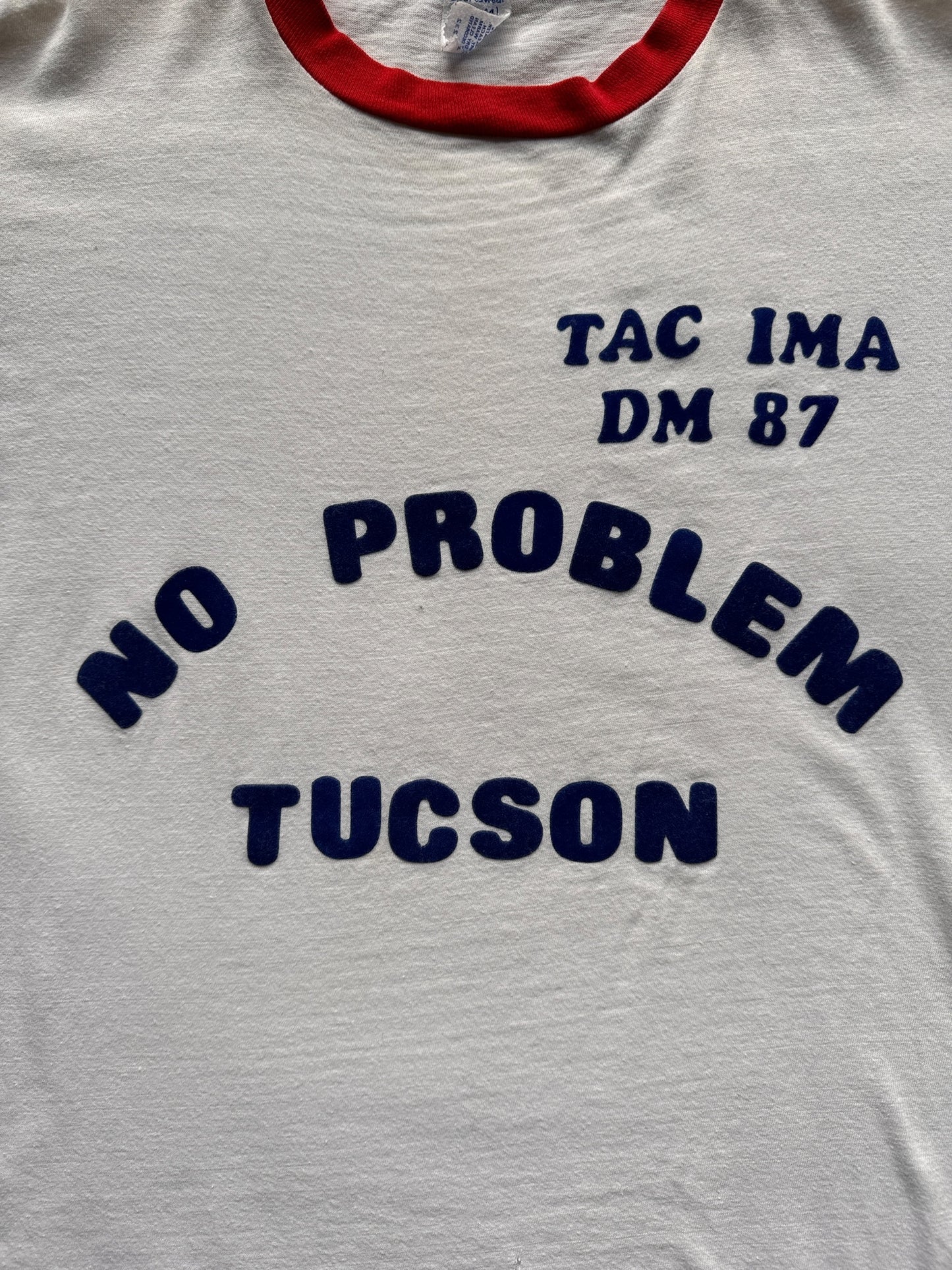 front graphic of Vintage No Problem Tuscon Ringer Tee SZ L