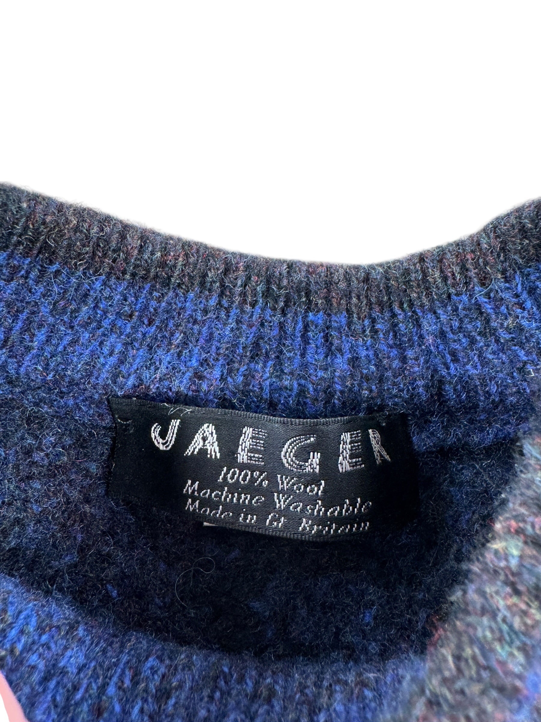 Tag on Vintage Jaeger Wool Dark Blue Sweater SZ M (Fits S)