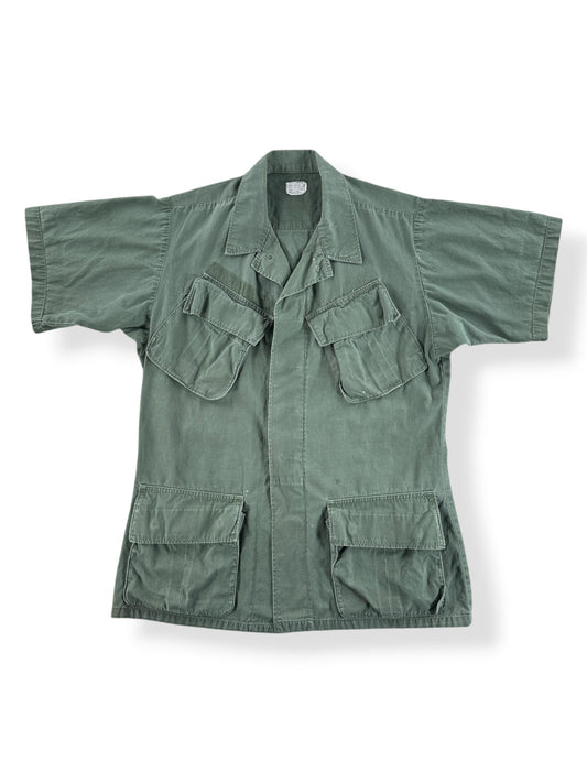 Front of Vintage Vietnam Era Rip Stop OG107 Short Sleeve Shirt SZ S