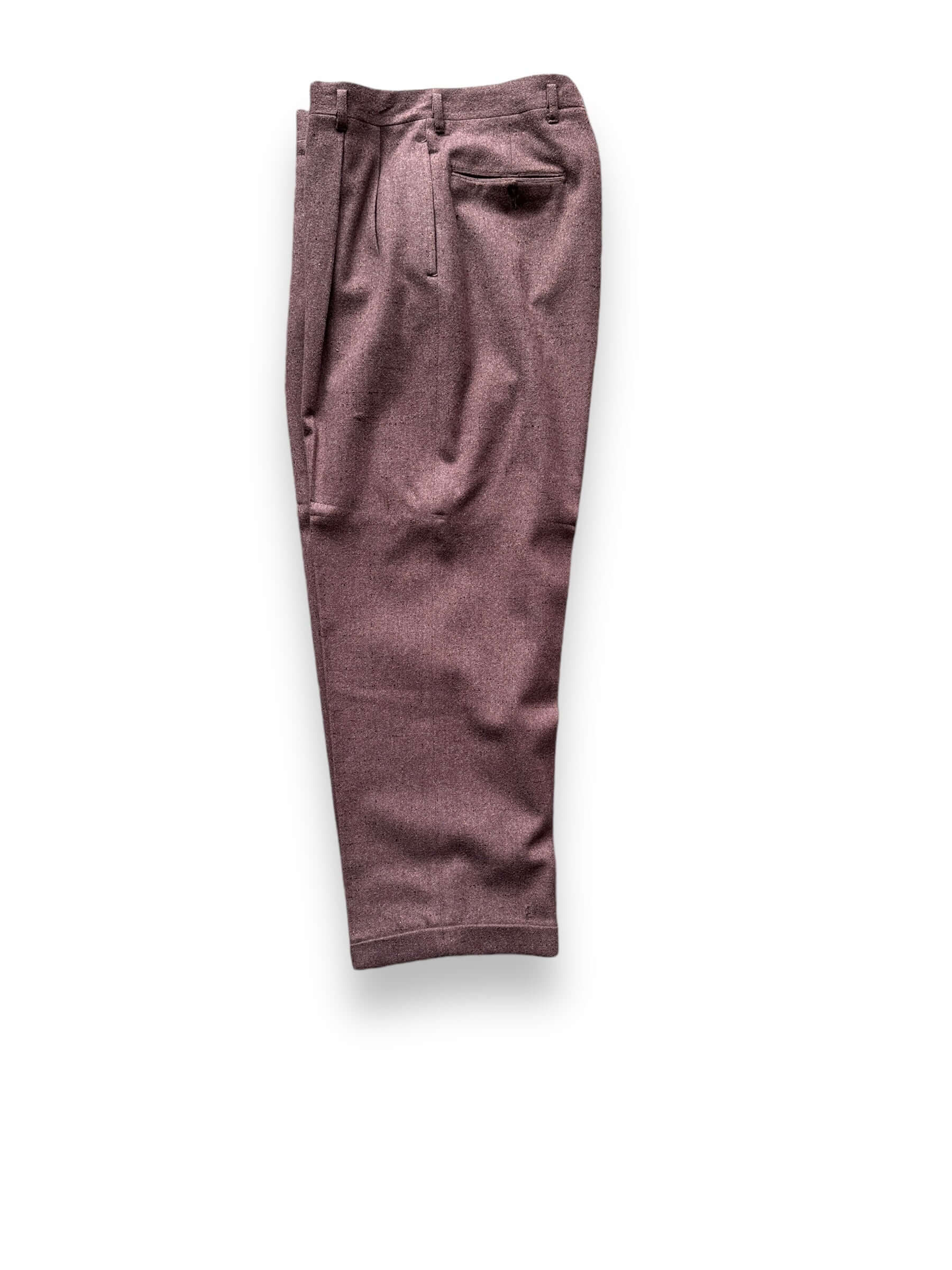 Profile View of Vintage Wool Fleck Trousers W30