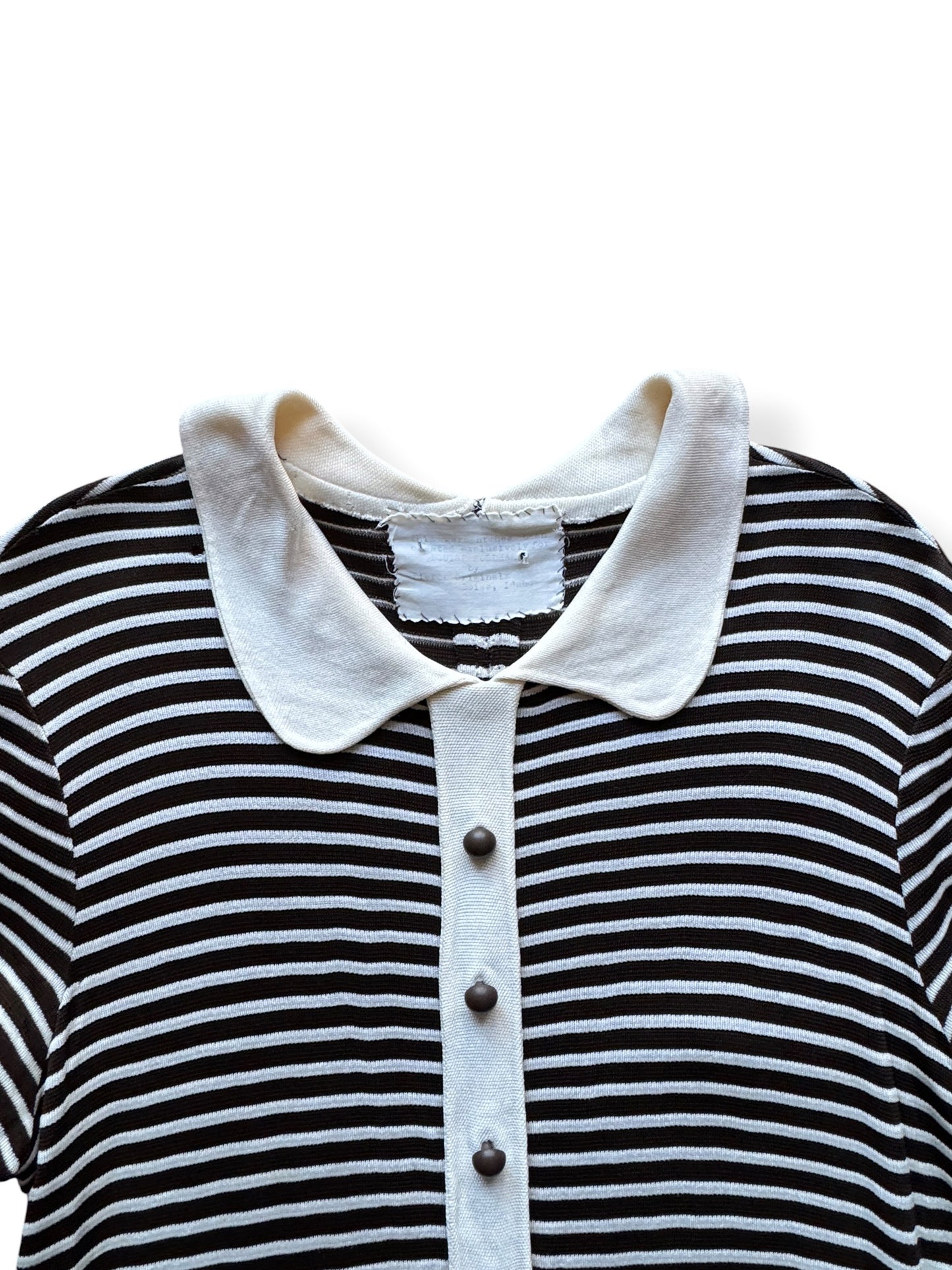 Collar on Vintage 1940s Handmade Rayon Striped Dress SZ M