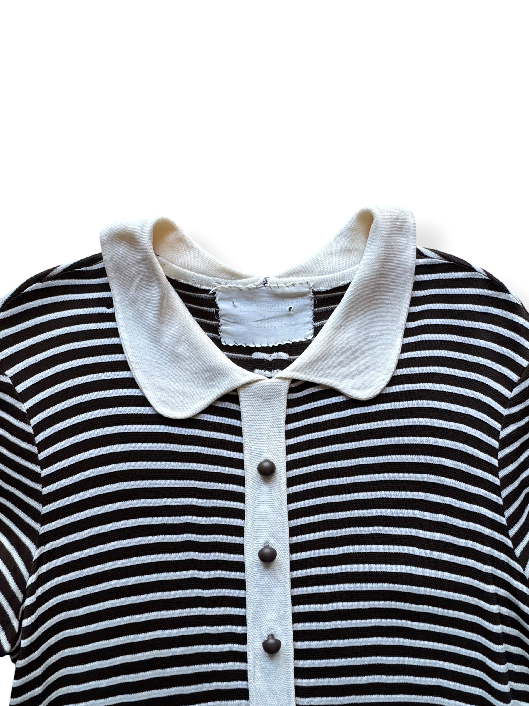 Collar on Vintage 1940s Handmade Rayon Striped Dress SZ M