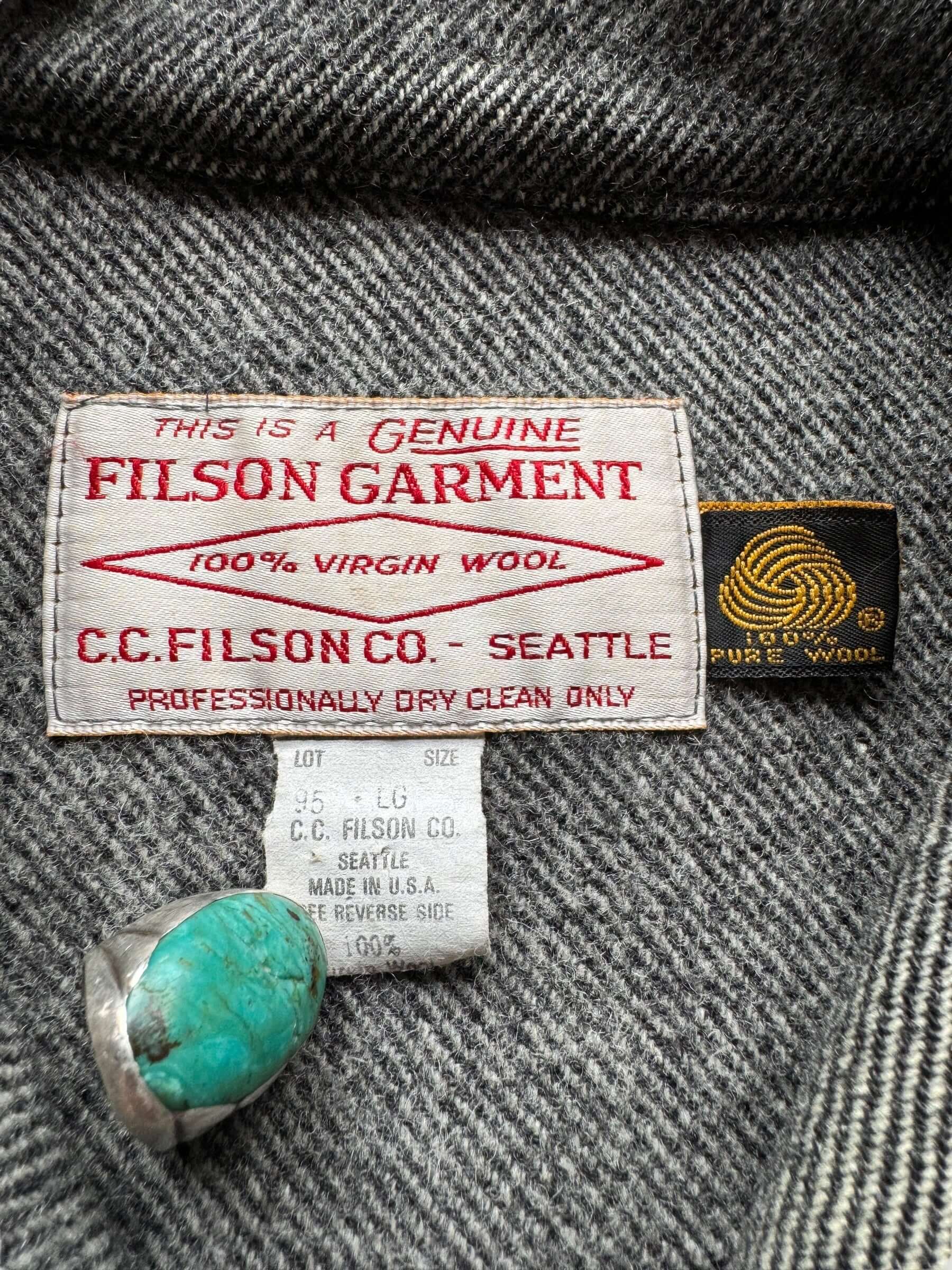 tag on Vintage Filson Style 95 Herringbone Cape Coat SZ L