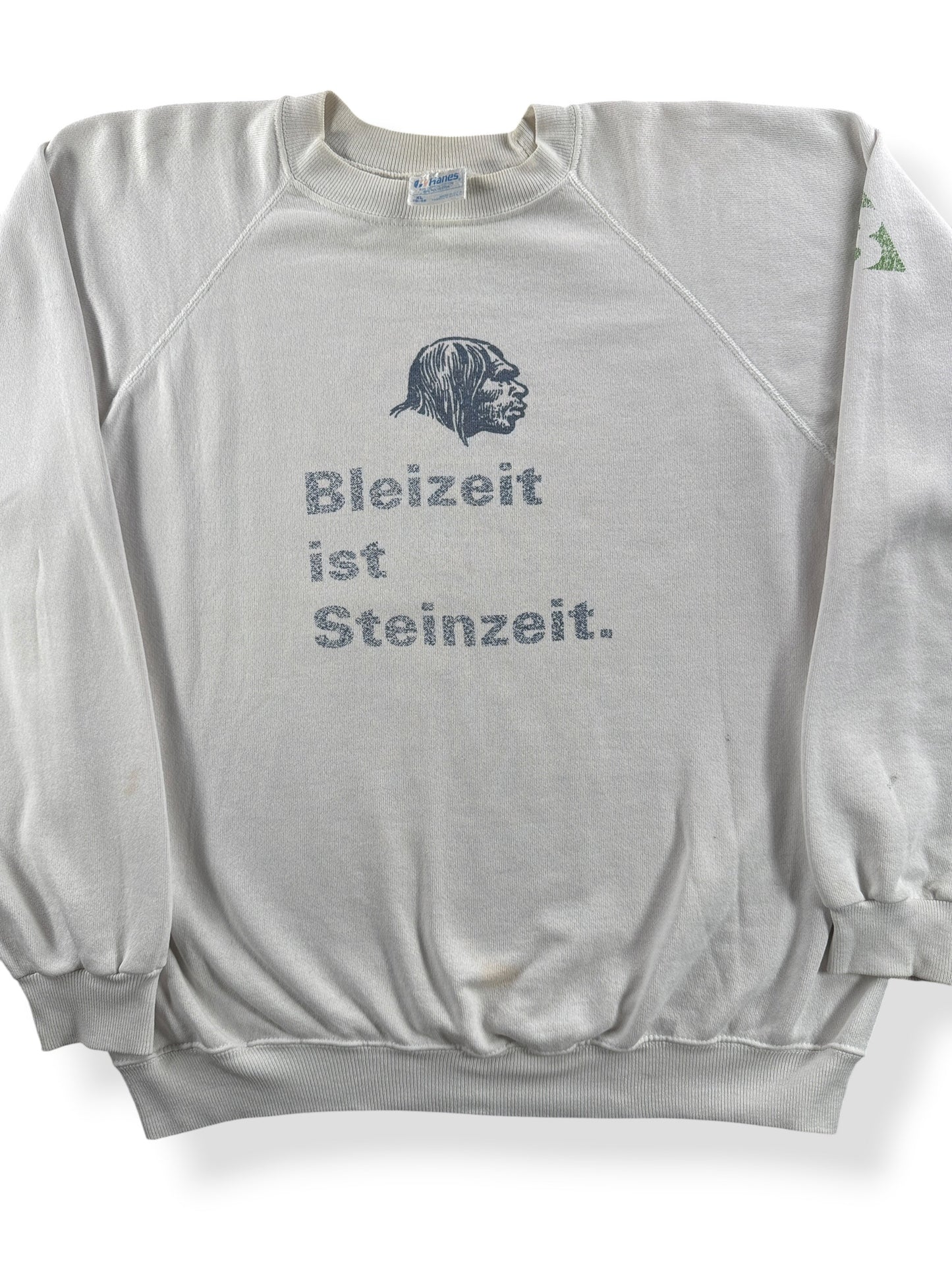 Front Close Up of Vintage German Stone Age Crewneck SZ XL