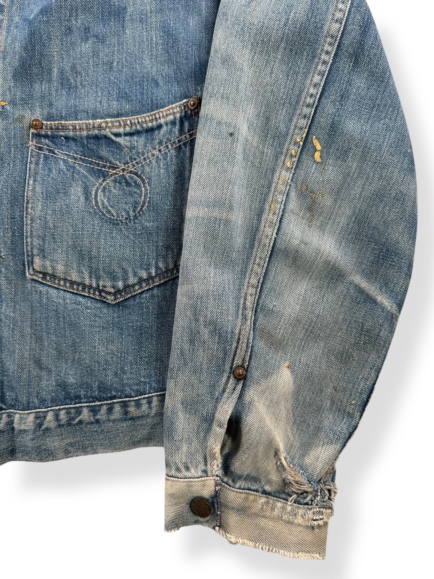 Sleeves on Vintage Montgomery Ward Pleated Denim Jacket SZ L