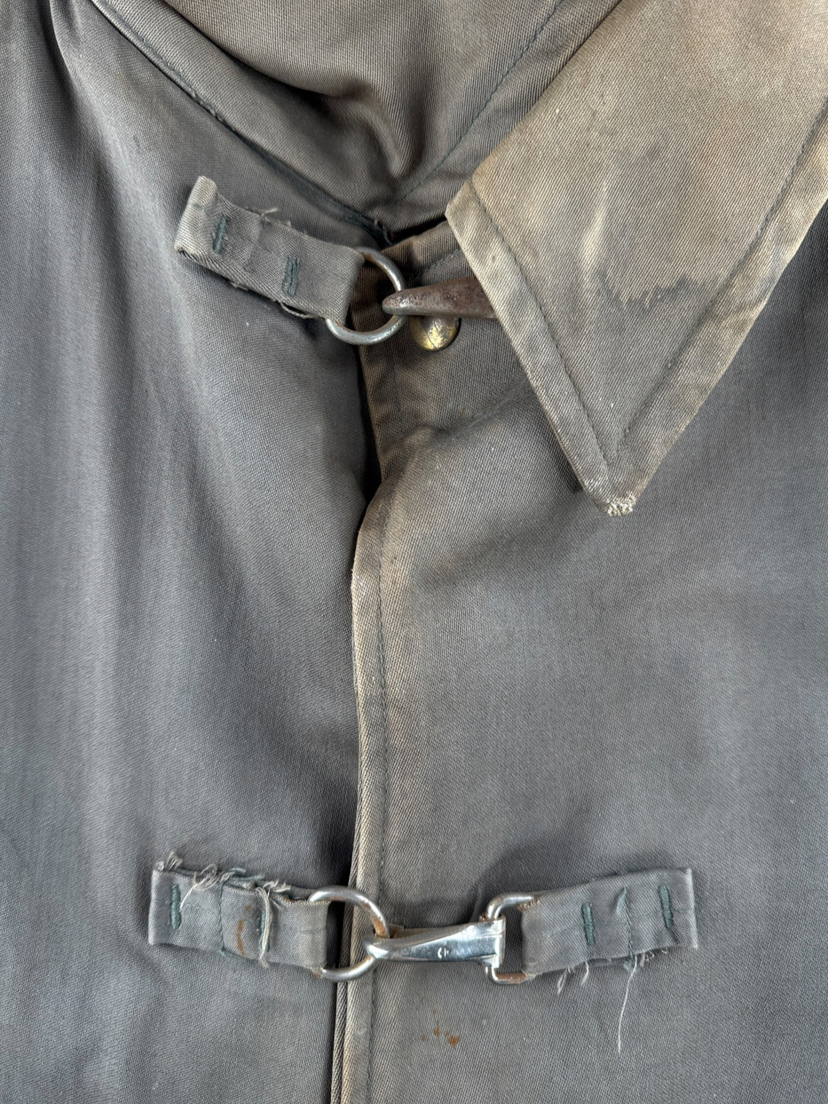 Ware and clasps on Vintage 1940s Fireman's Coat SZ L
