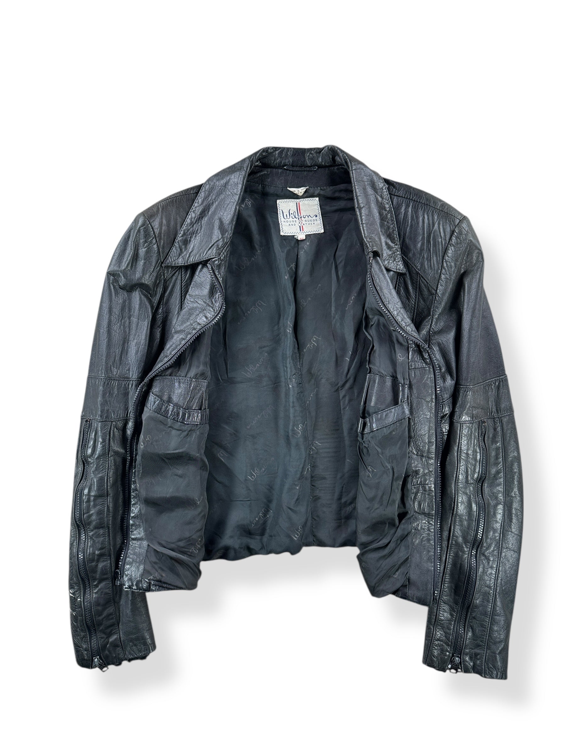 Open view ofVintage 70s Wilson's Cropped Leather Jacket SZ 44