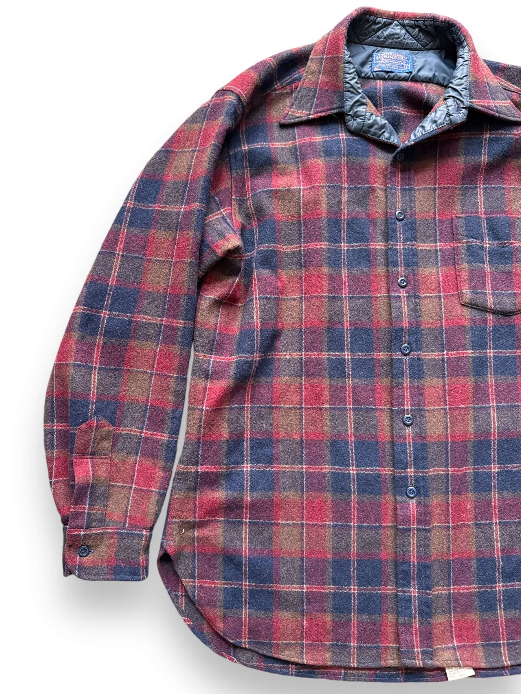 Front Right View of Vintage Red/Tan/Blue Pendleton Wool Flannel SZ L