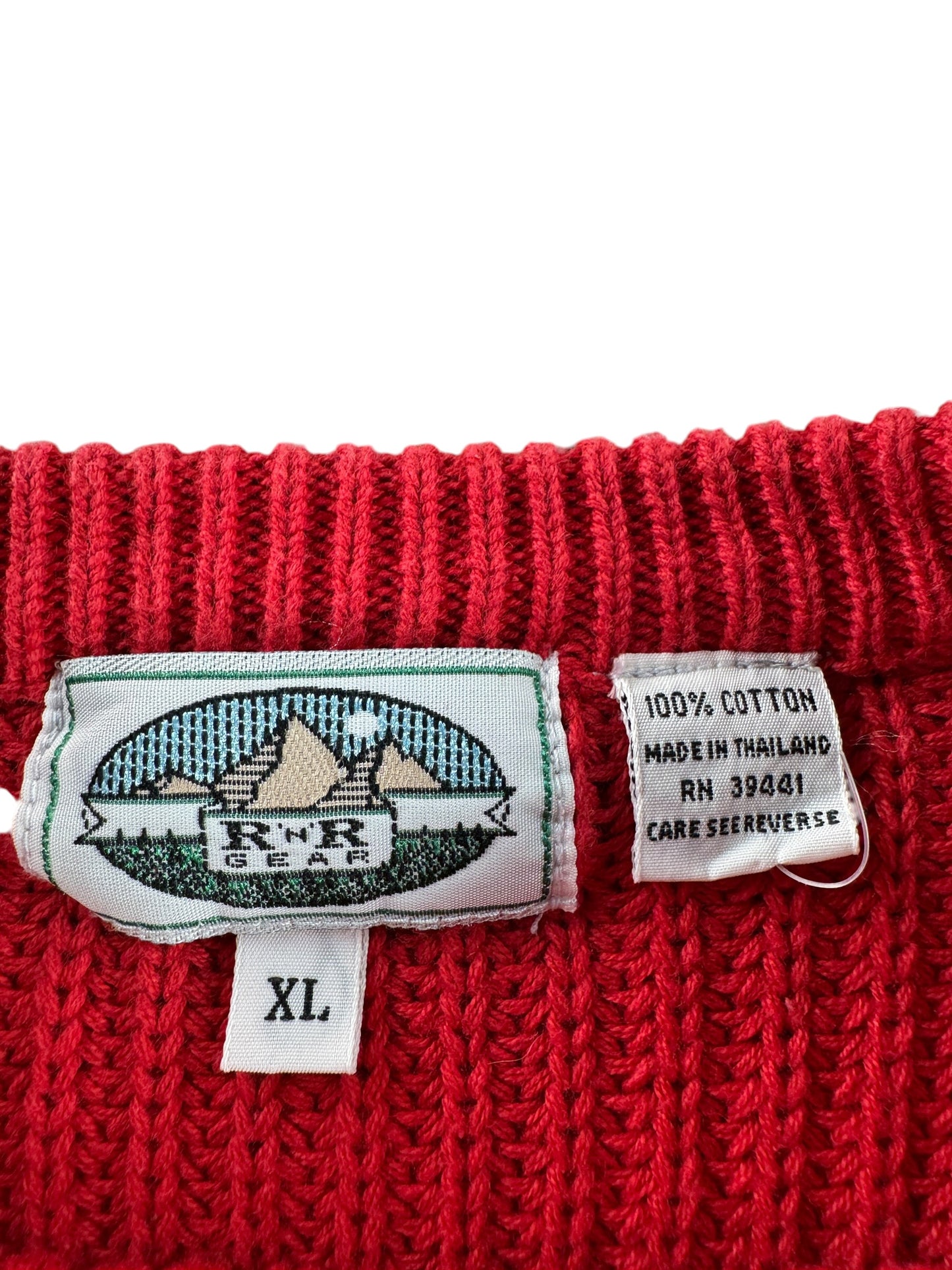 Label on Vintage Red R'N'R Cotton Sweater SZ XL (Fits M)