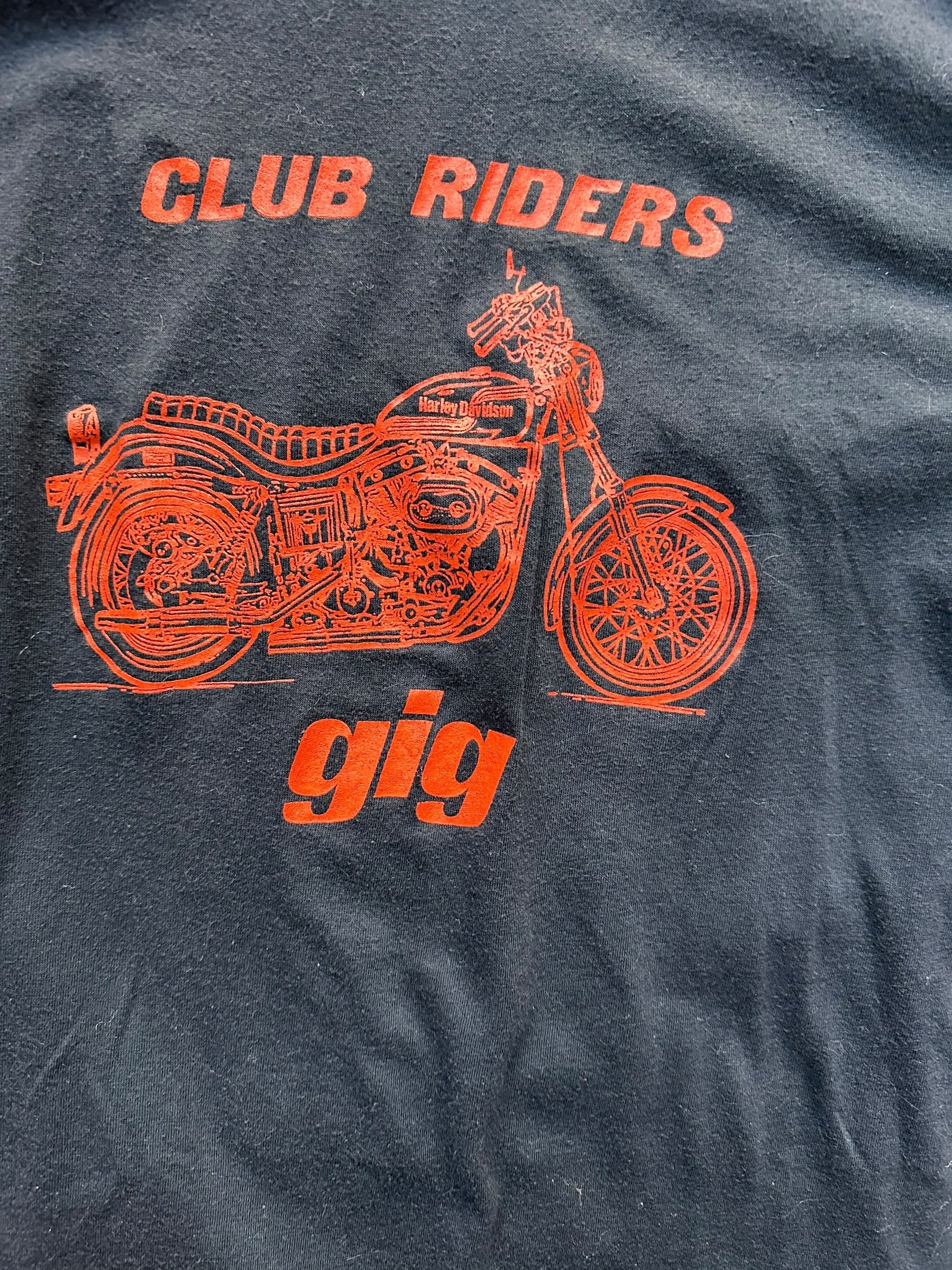 Graphic Close Up on Vintage Harley Club Riders Tee SZ L | Vintage Harley Tee | Barn Owl Vintage Seattle