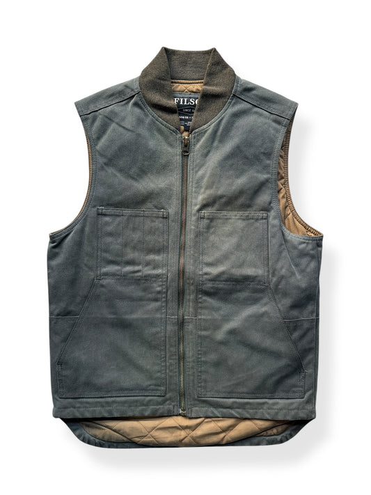 Front of Filson Charcoal Primaloft Vest SZ S