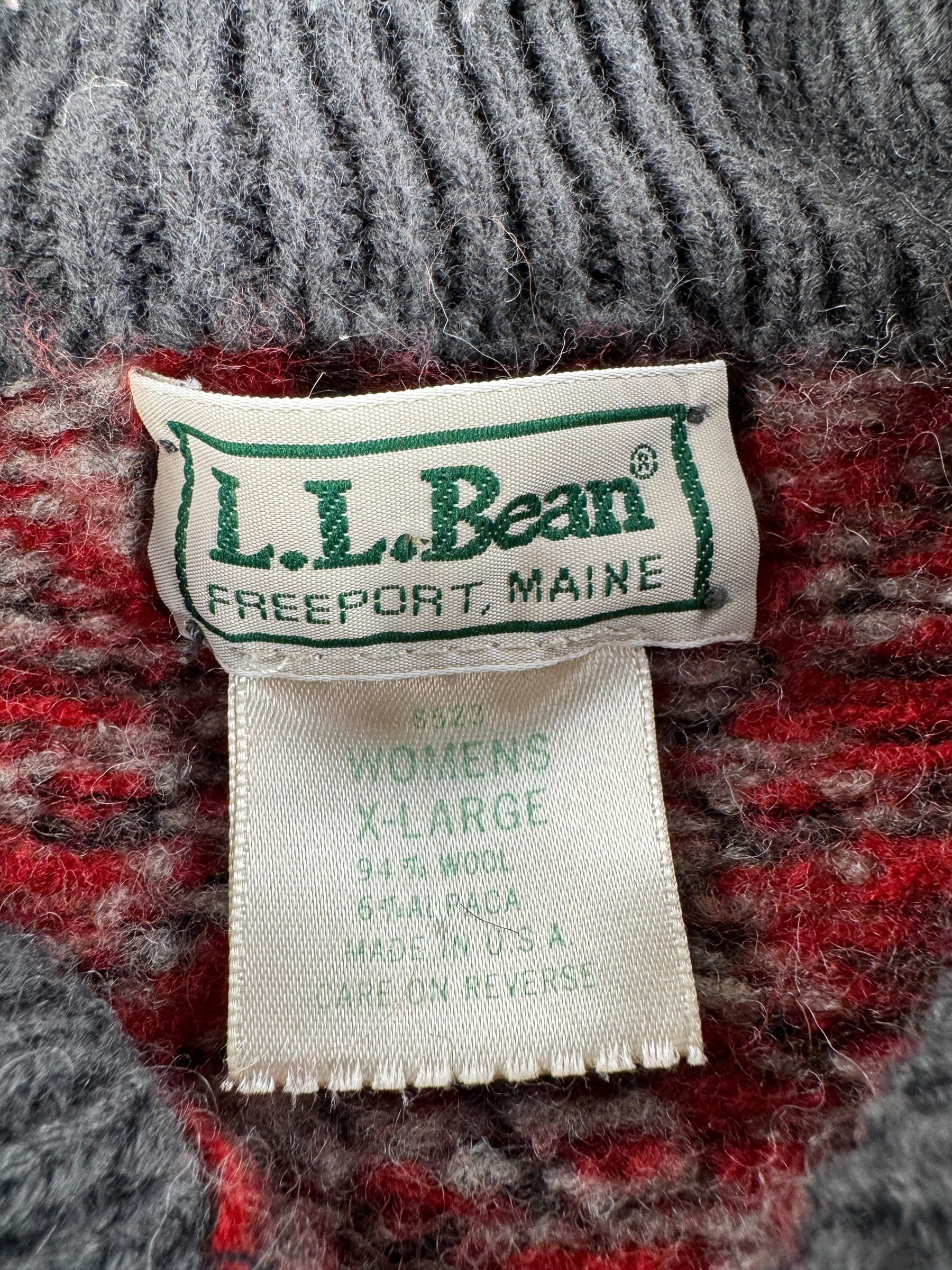 Tag on Vintage L.L. Bean Zip Up Sweater SZ XL (Fits S)