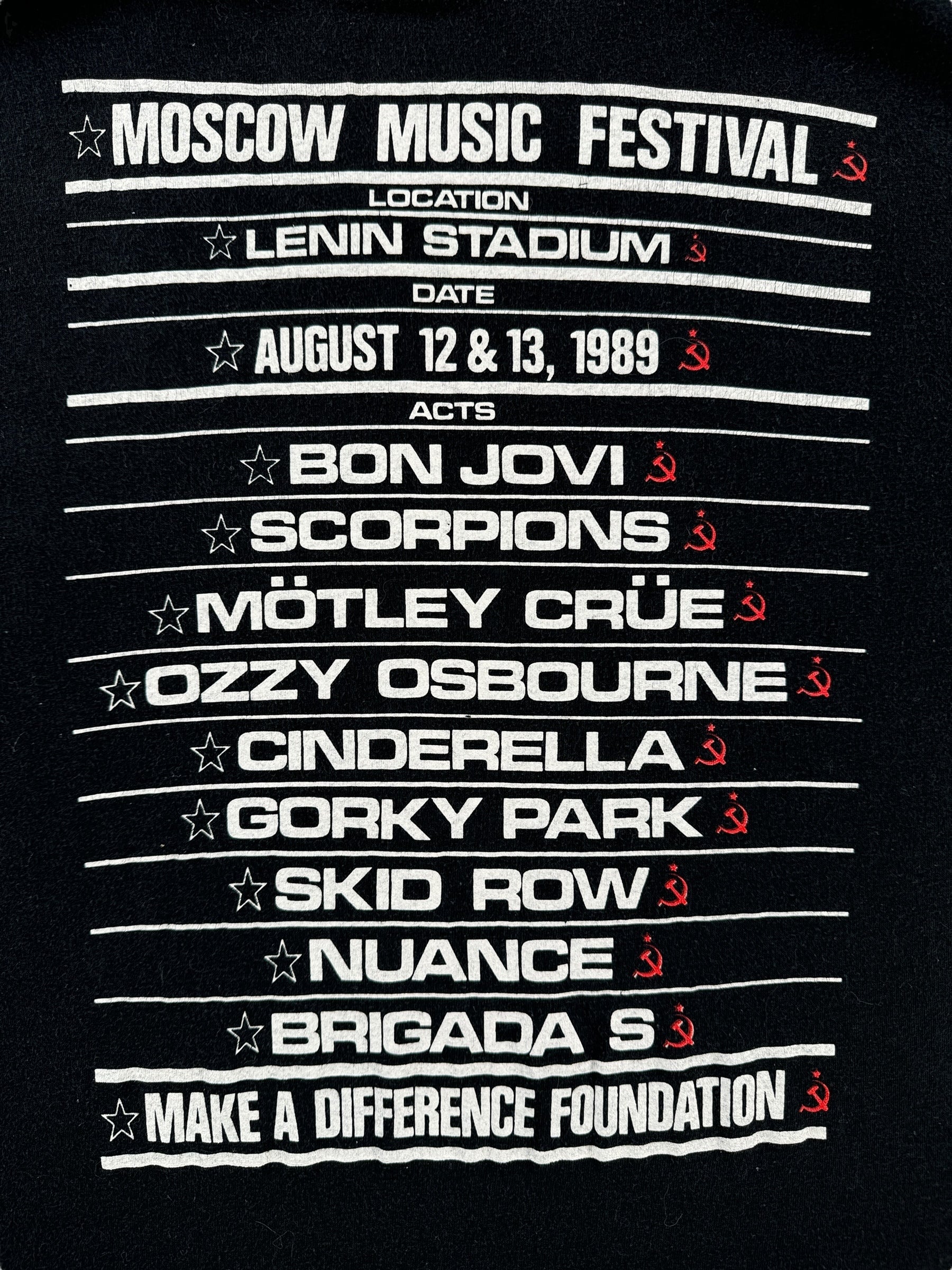 Back Graphic of Vintage 1989 Moscow Music Fest Tee SZ XL