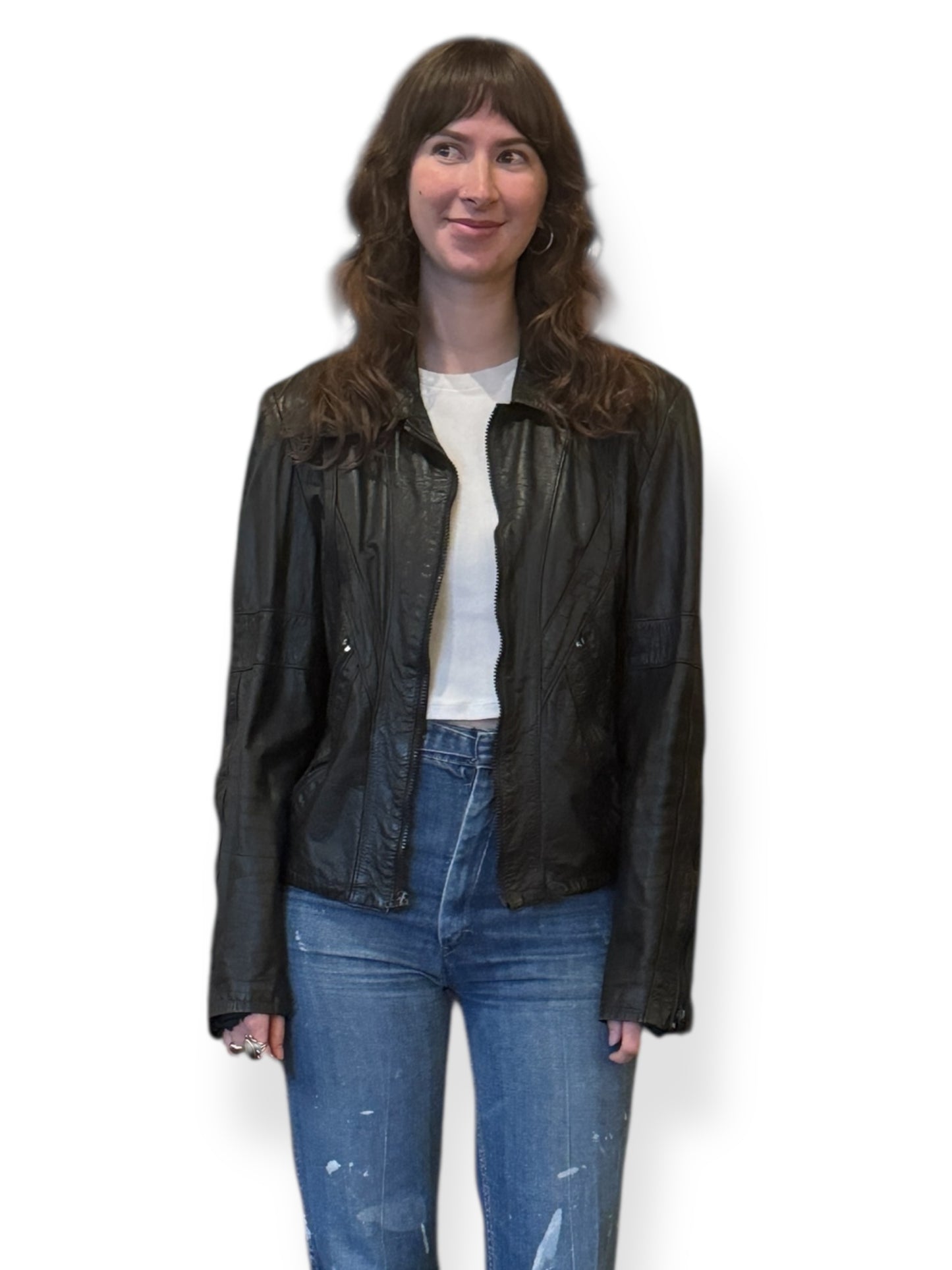 Open view of Vintage 70s Wilson's Cropped Leather Jacket SZ 44