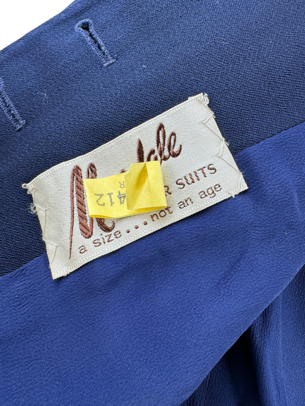 Inner label on Vintage 40s Navy Wool Blazer SZ S - AS IS