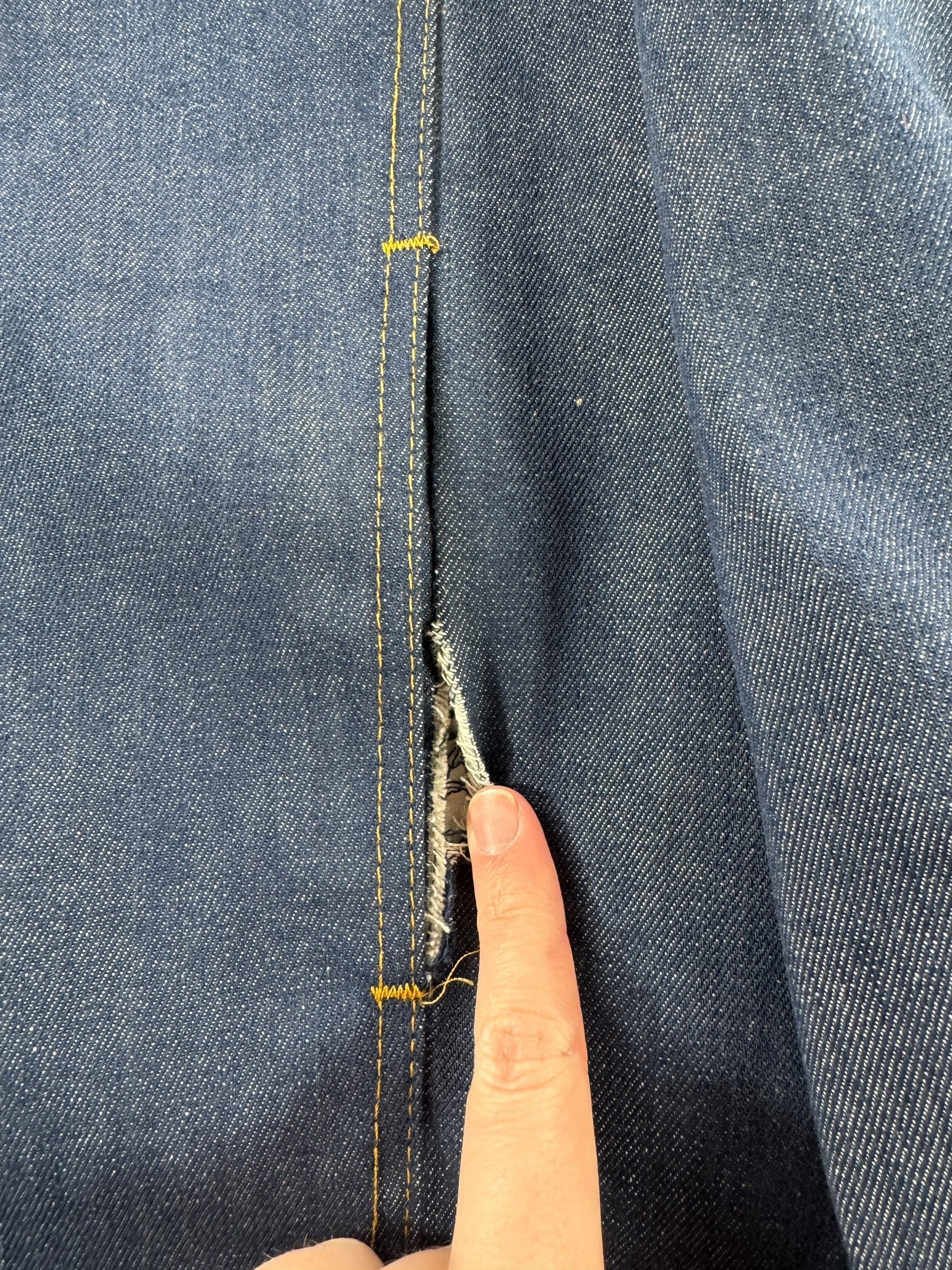 Rip on Vintage Roebucks Raw Denim Shearling Jacket SZ 46 XL