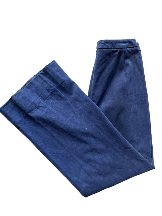 Folded view of Vintage 1970s Navy Moleskin Wide Leg Bells W26 | Barn Owl Vintage Seattle | Vintage 70s Moleskin Trousers