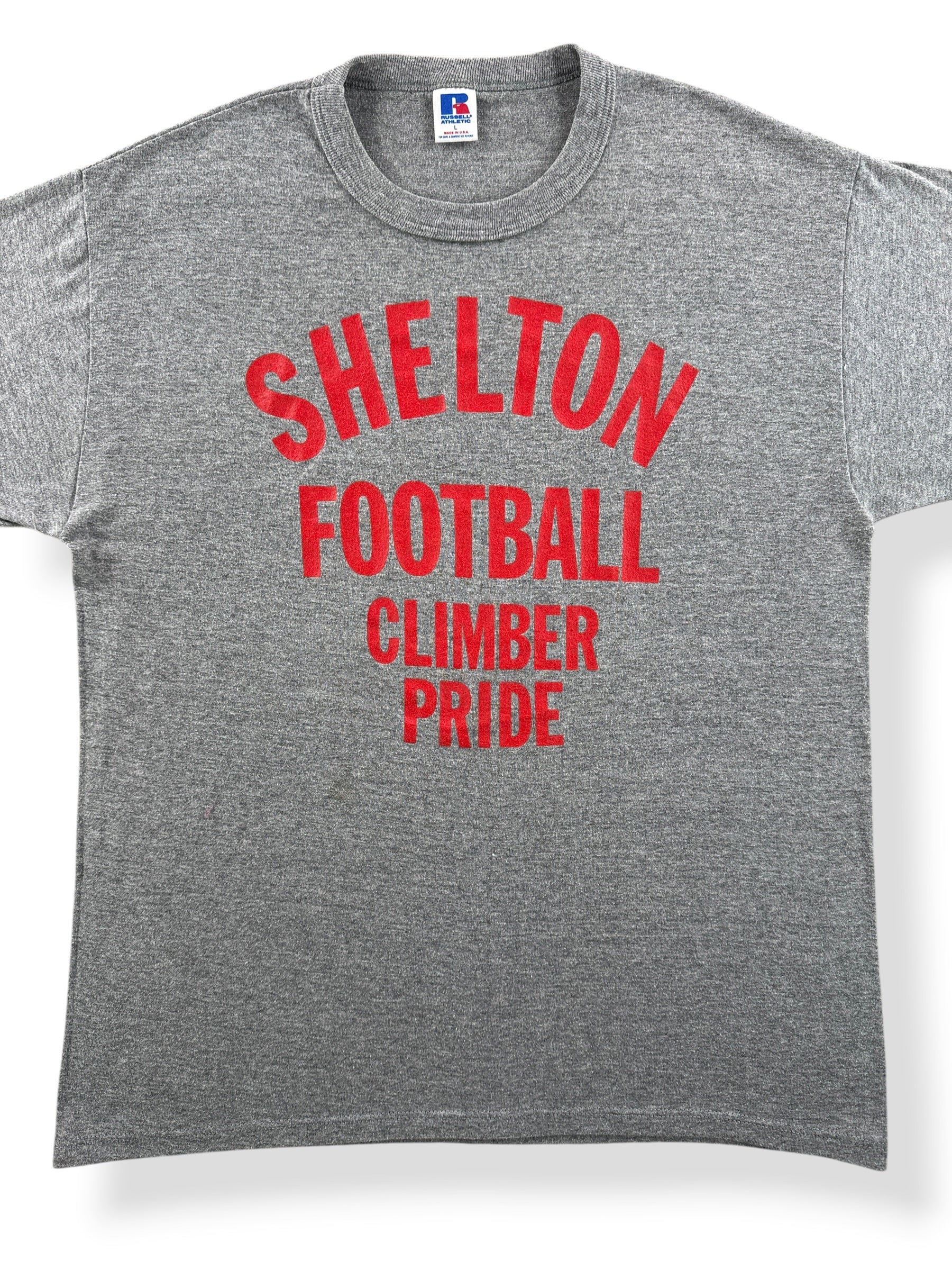 Front Close Up of Vintage Shelton Football Climber Pride Tee SZ L