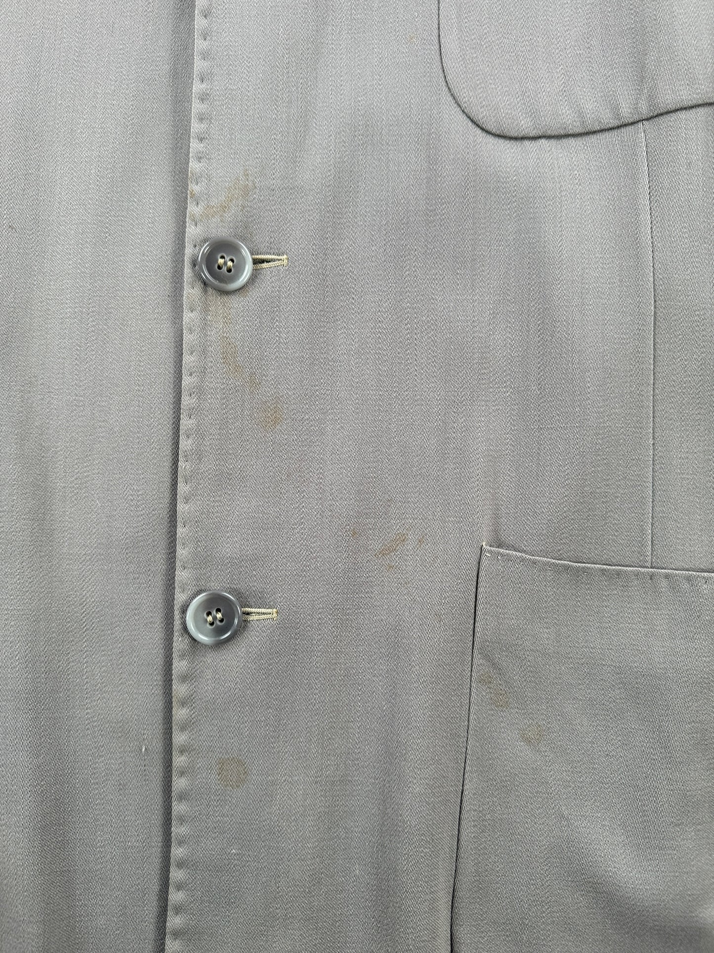 Stains on Vintage Grey Gabardine Jacket with Contrast Stitching SZ L