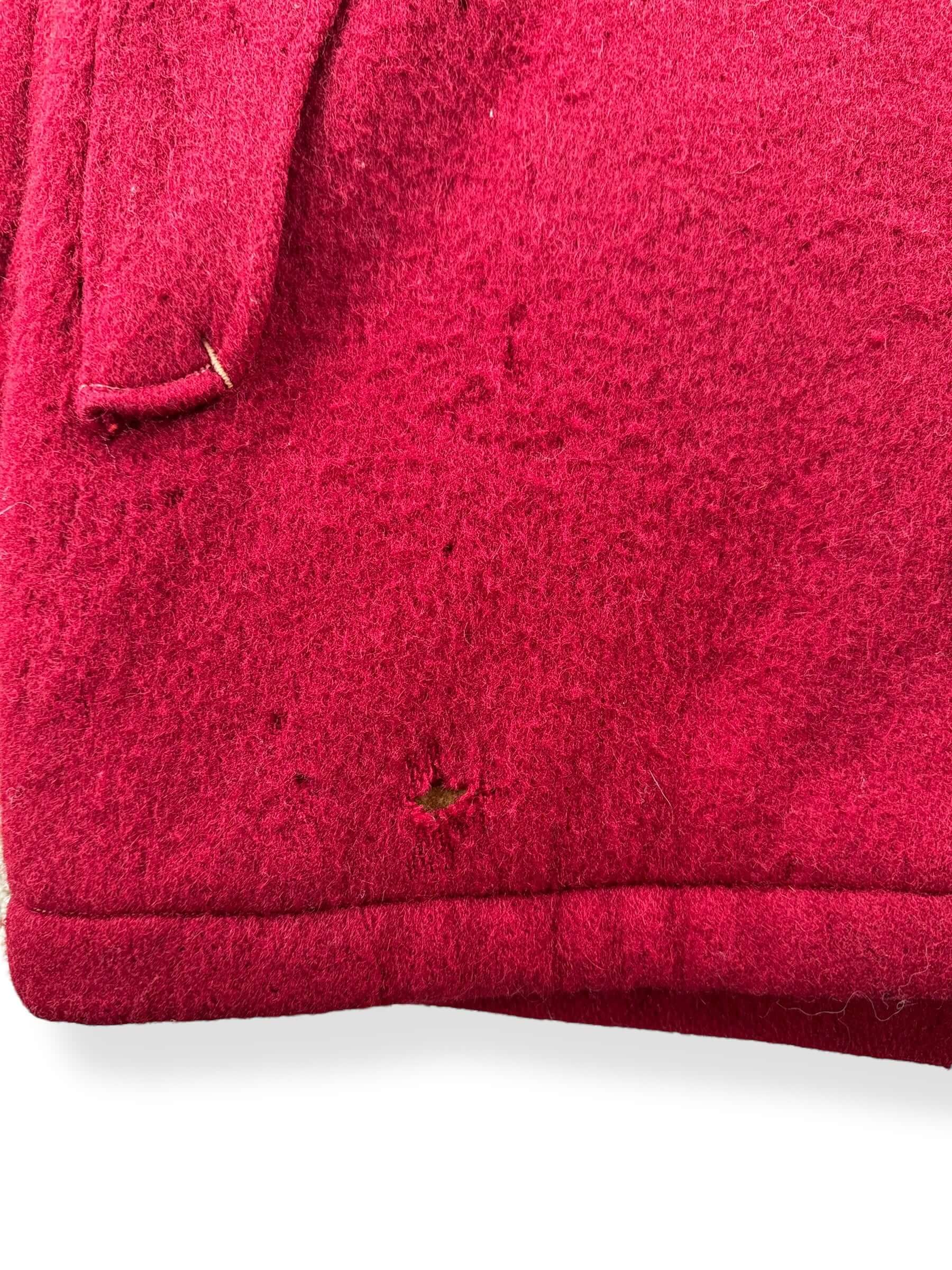 Hole on Vintage Woolrich Burgundy Hooded Wool Jacket SZ 44