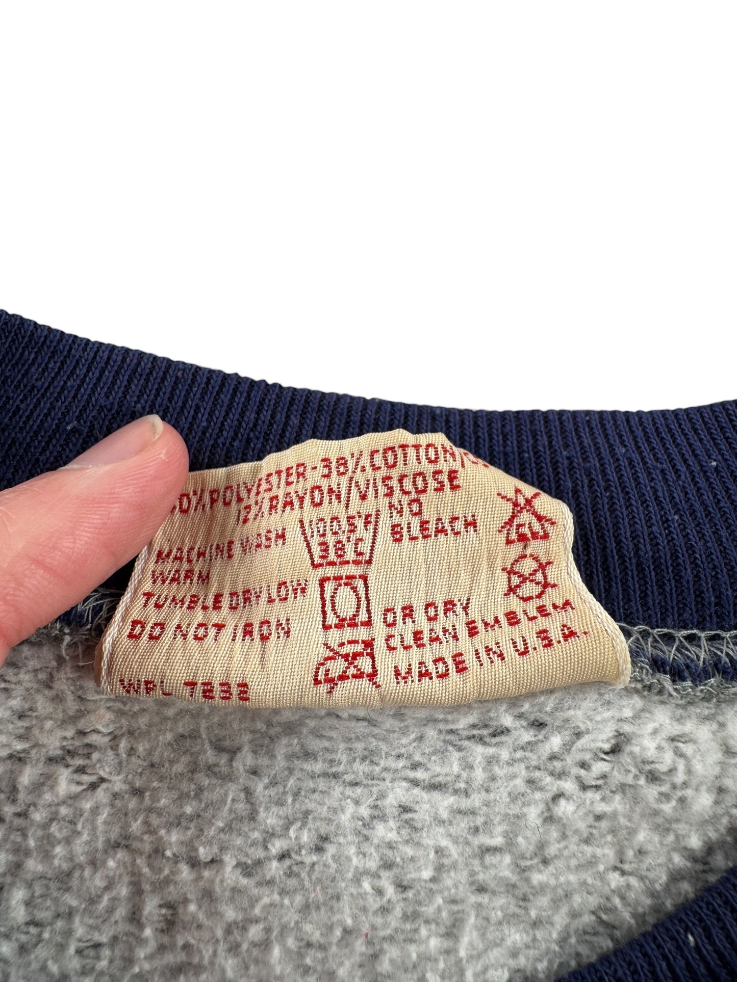 Tag on Vintage 80s Russell TriTone Crewneck SZ S