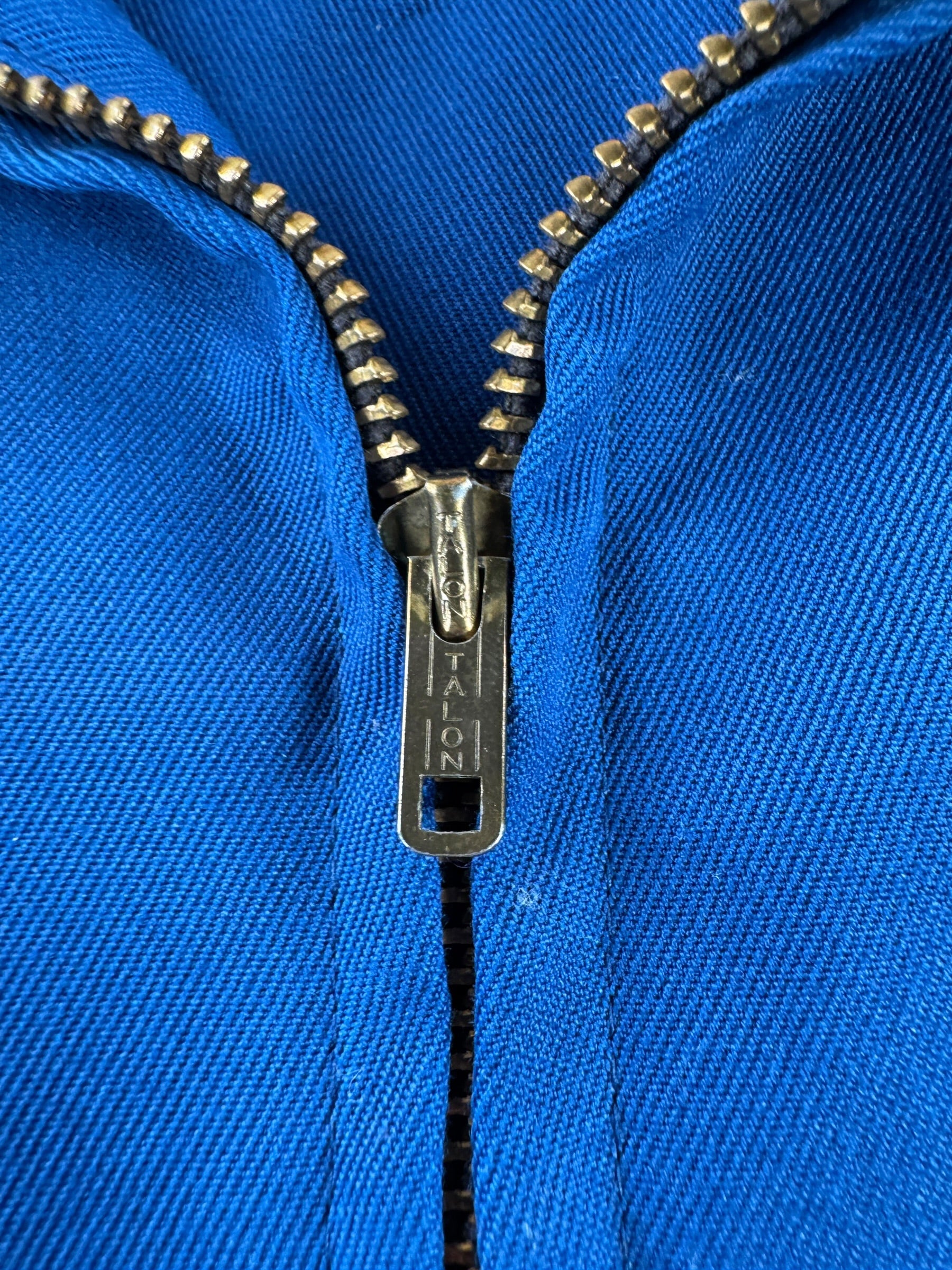 Zipper on Vintage Patched Gas Station Jacket SZ M