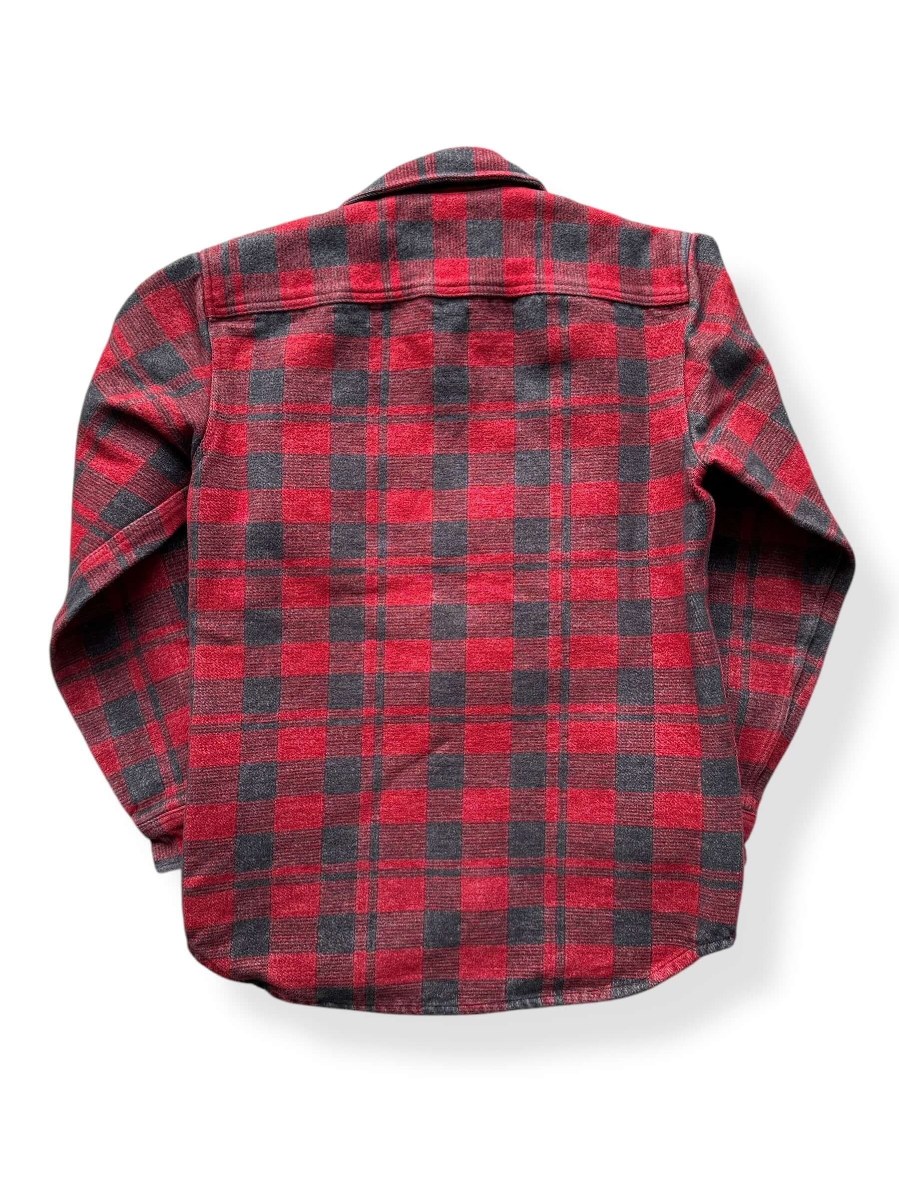 Back of Filson Beartooth Cotton Shirt Charcoal Red SZ XS